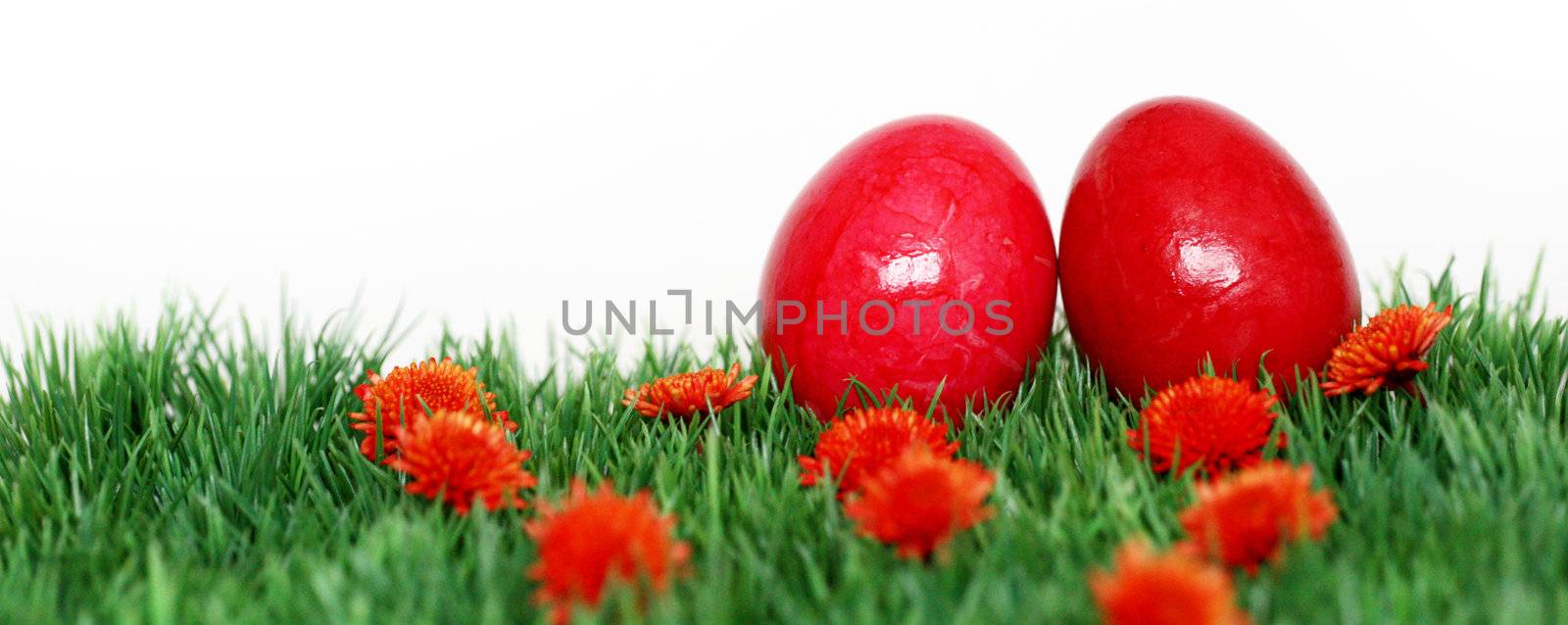 Red-painted Easter eggs by photochecker