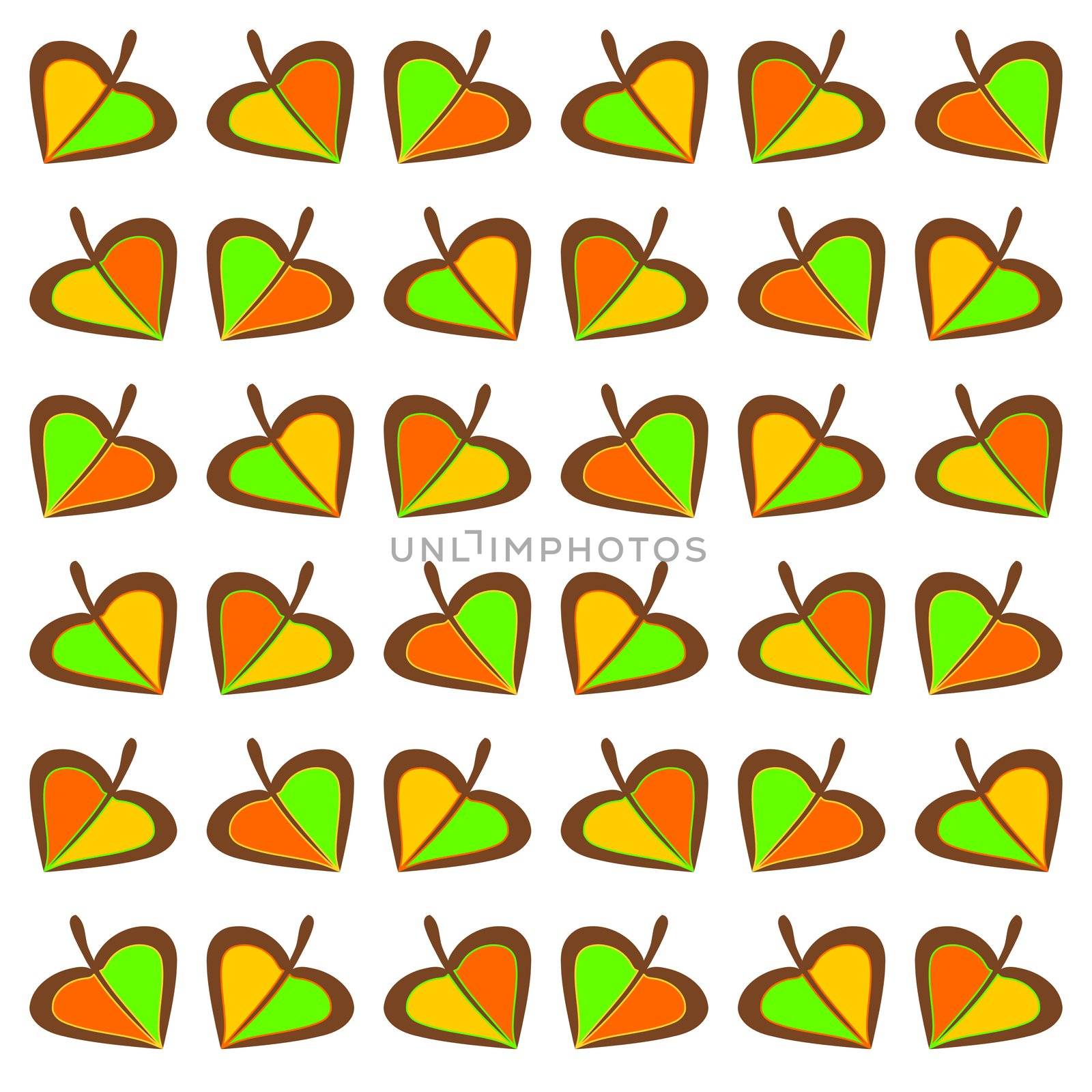 Pattern with autumnal leaves by apple