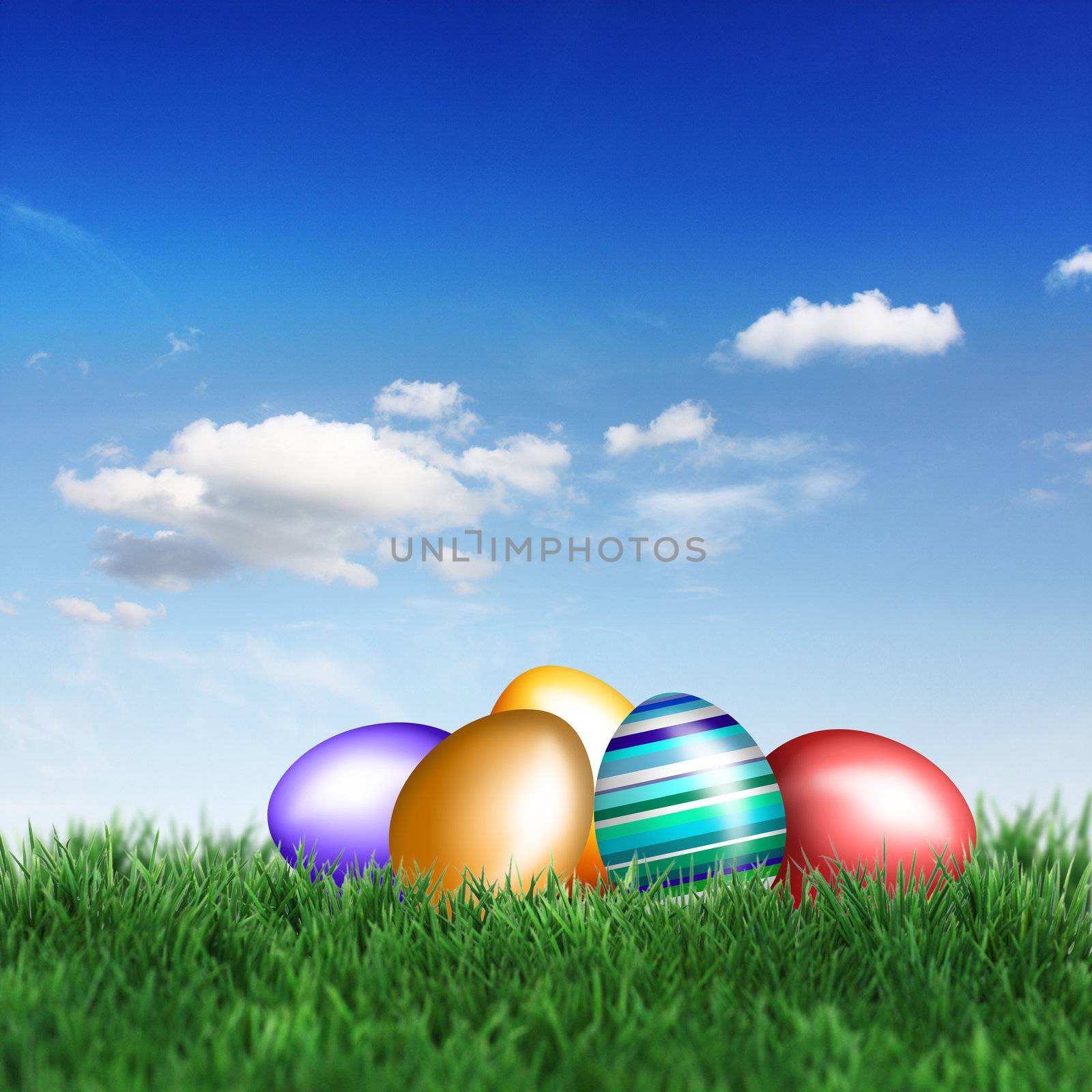 eastereggs in grass by photochecker