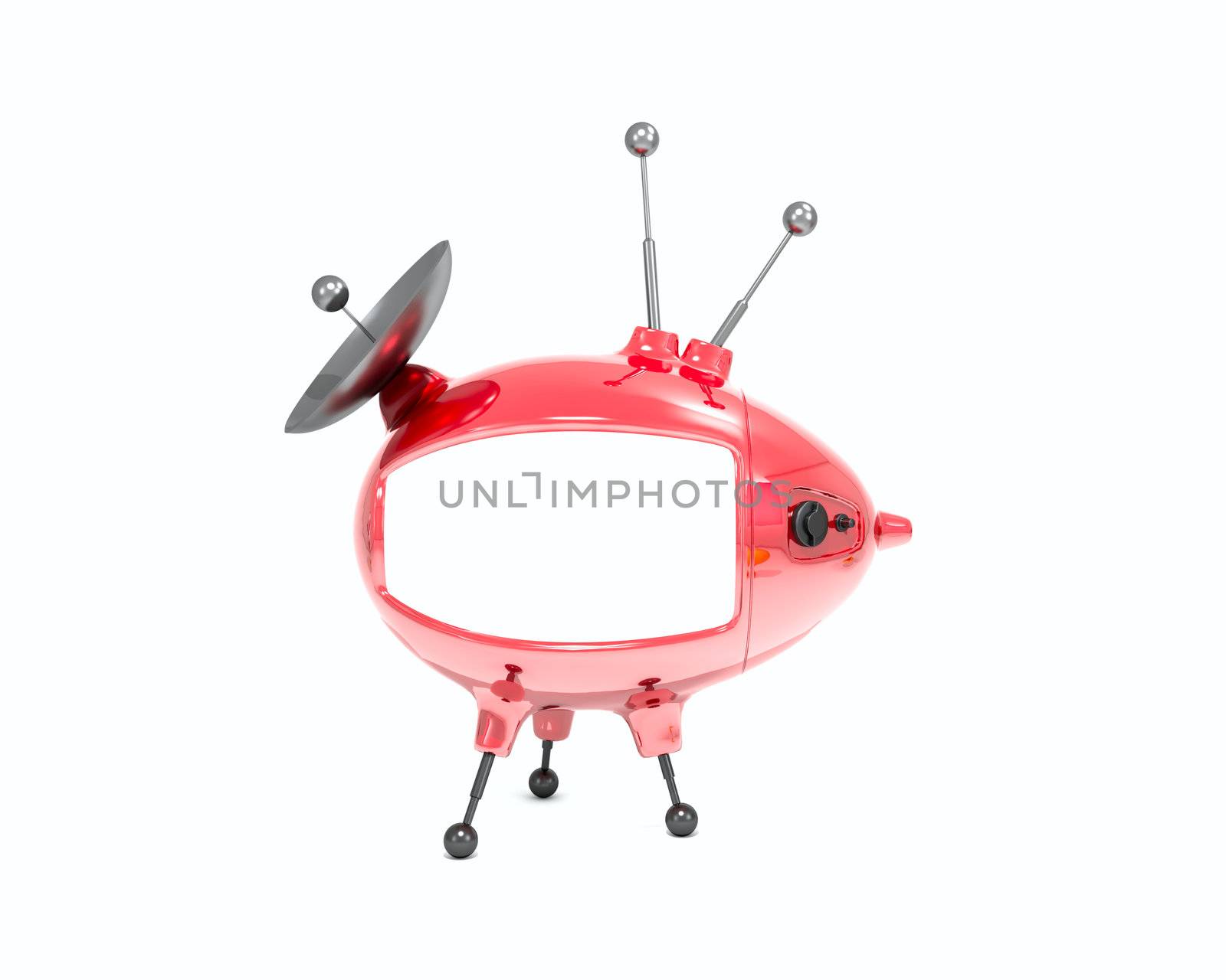 Abstract TV egg, cartoon design, red over white