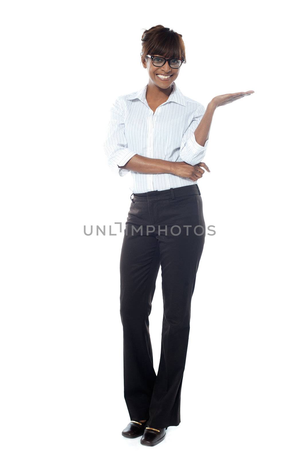 Female business executive posing with copyspace by stockyimages