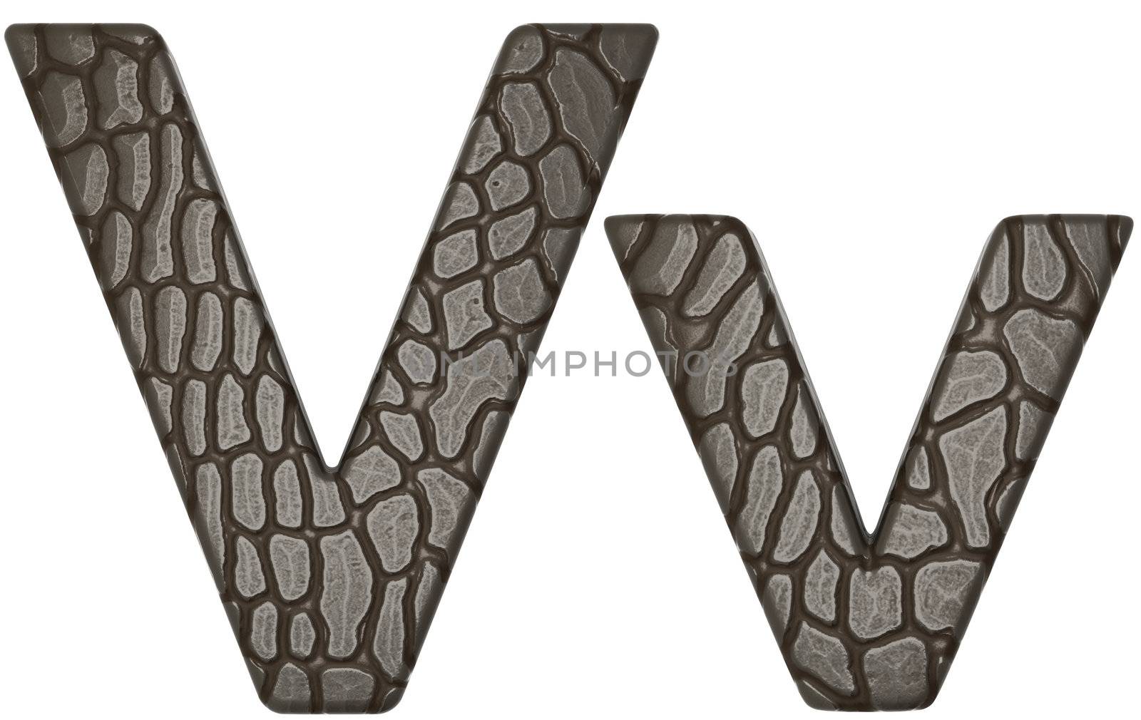 Alligator skin font V lowercase and capital letters by Arsgera