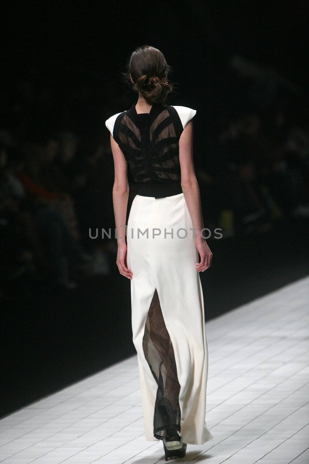 ZAGREB, CROATIA - MARCH 15: Fashion model wears clothes made by Aleksandar Zarevac on "Dove FASHION.HR" show on March 15, 2012 in Zagreb, Croatia.