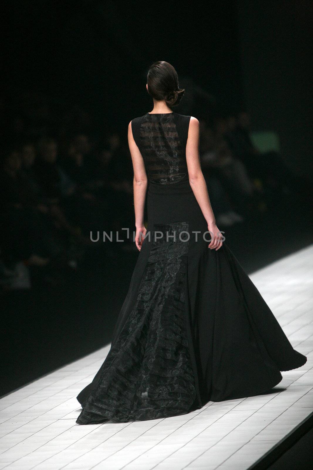 ZAGREB, CROATIA - MARCH 15: Fashion model wears clothes made by Aleksandar Zarevac on "Dove FASHION.HR" show on March 15, 2012 in Zagreb, Croatia.