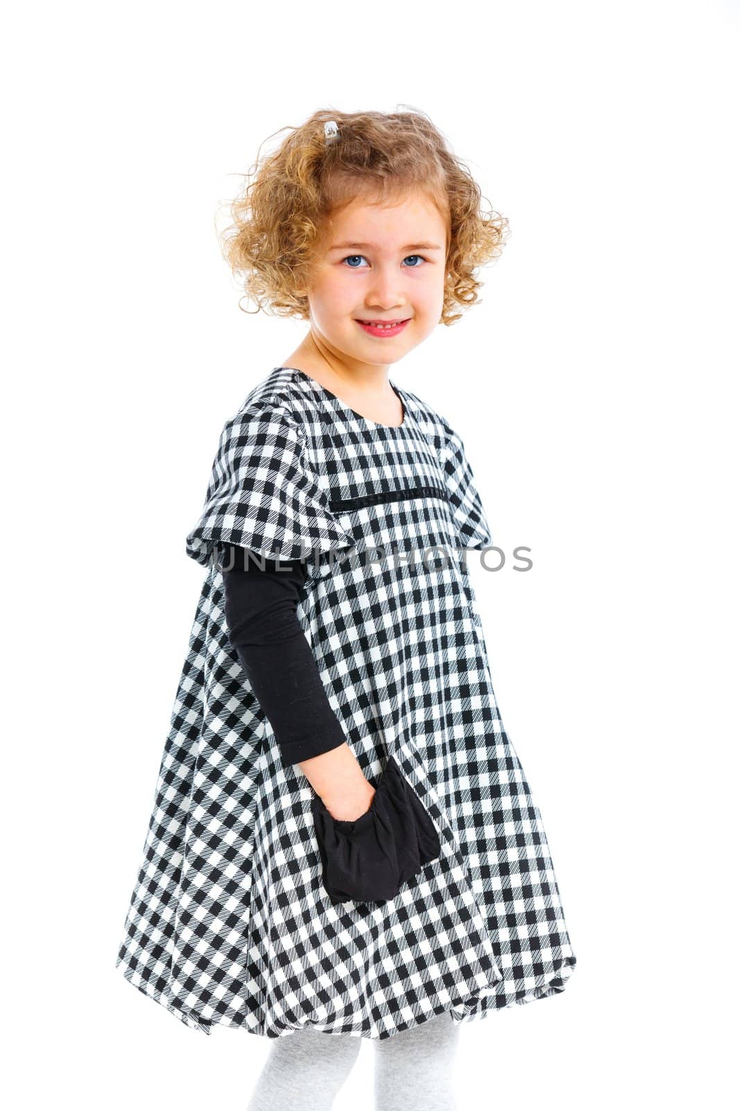 Portrait of Cute beautiful little girl, isolated on white