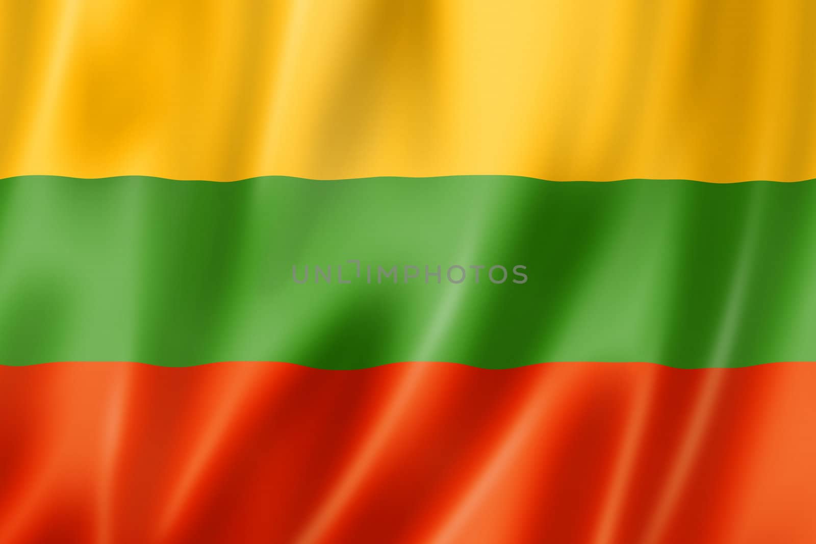 Lithuania flag, three dimensional render, satin texture