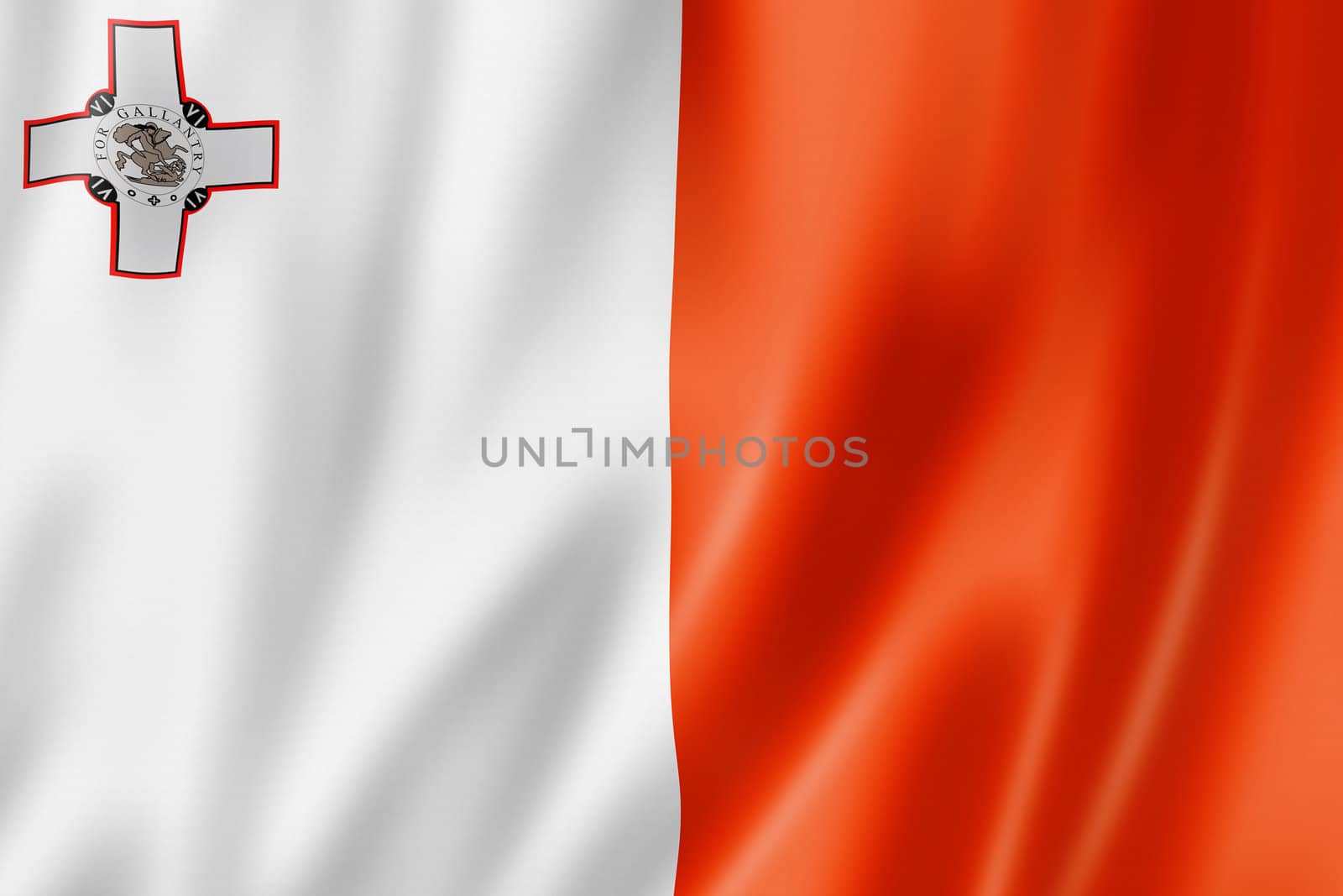 Malta flag, three dimensional render, satin texture