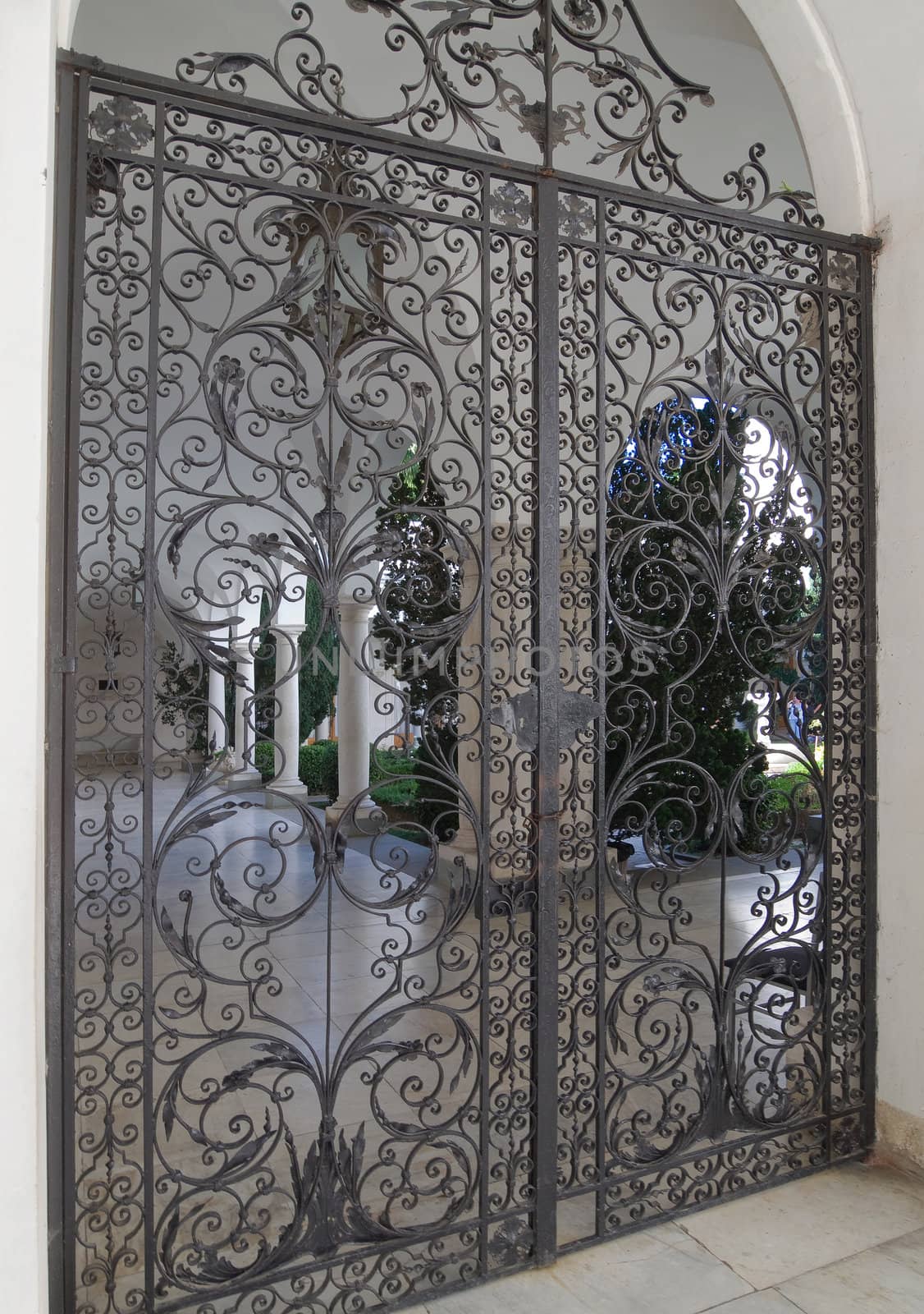 Iron-shod gates of Italian patio in Livadian Palace