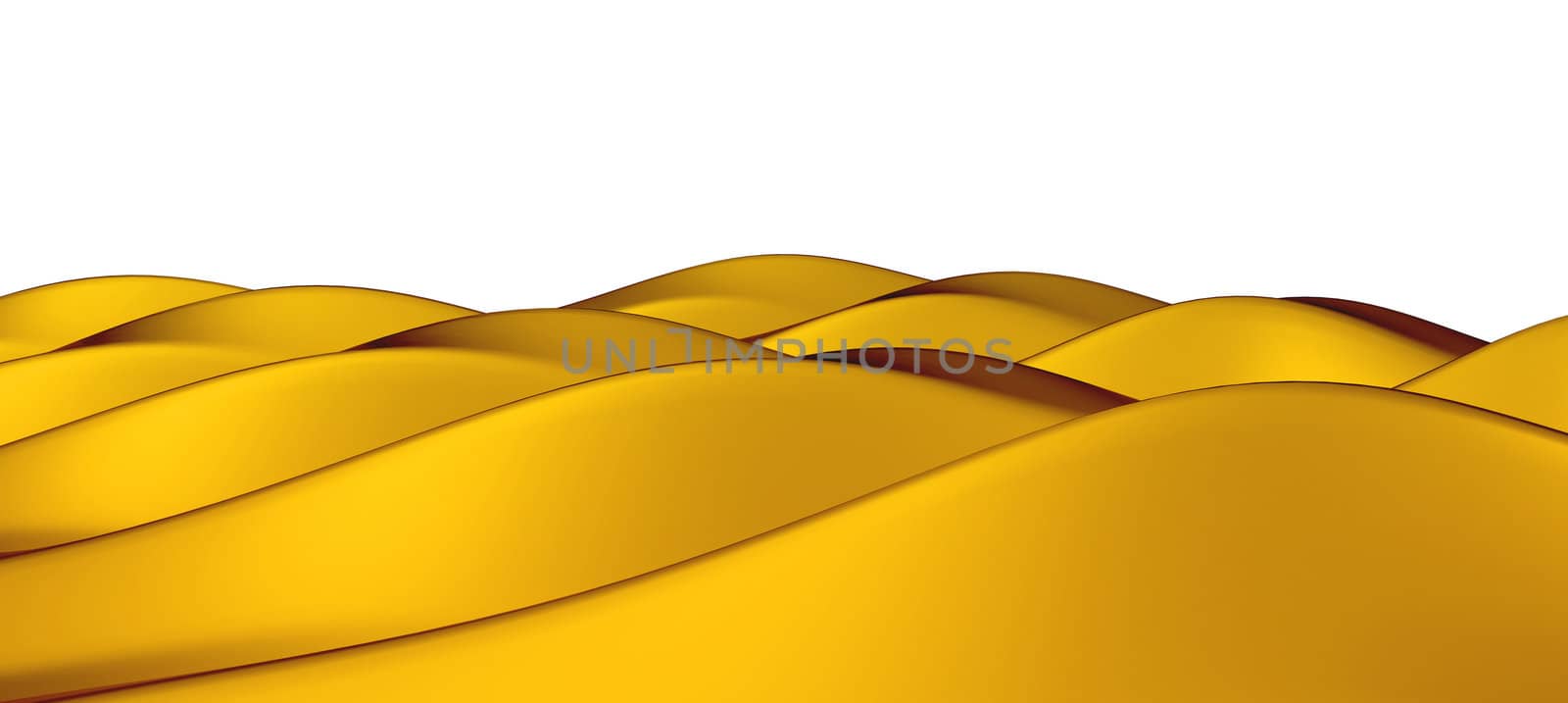 Golden hummoks or dunes isolated over white background