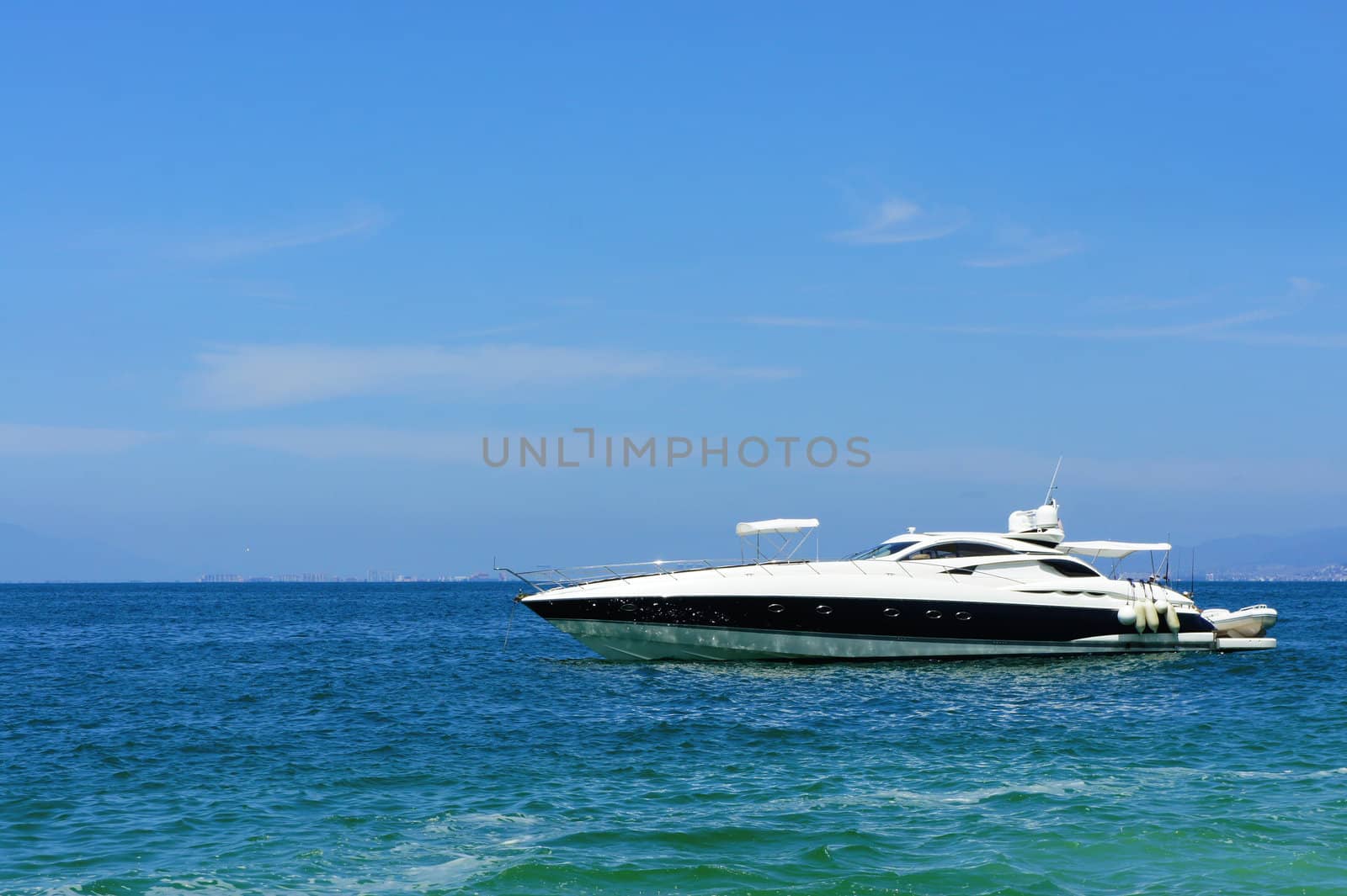 Luxury Boat crusing slowely in the tropics.