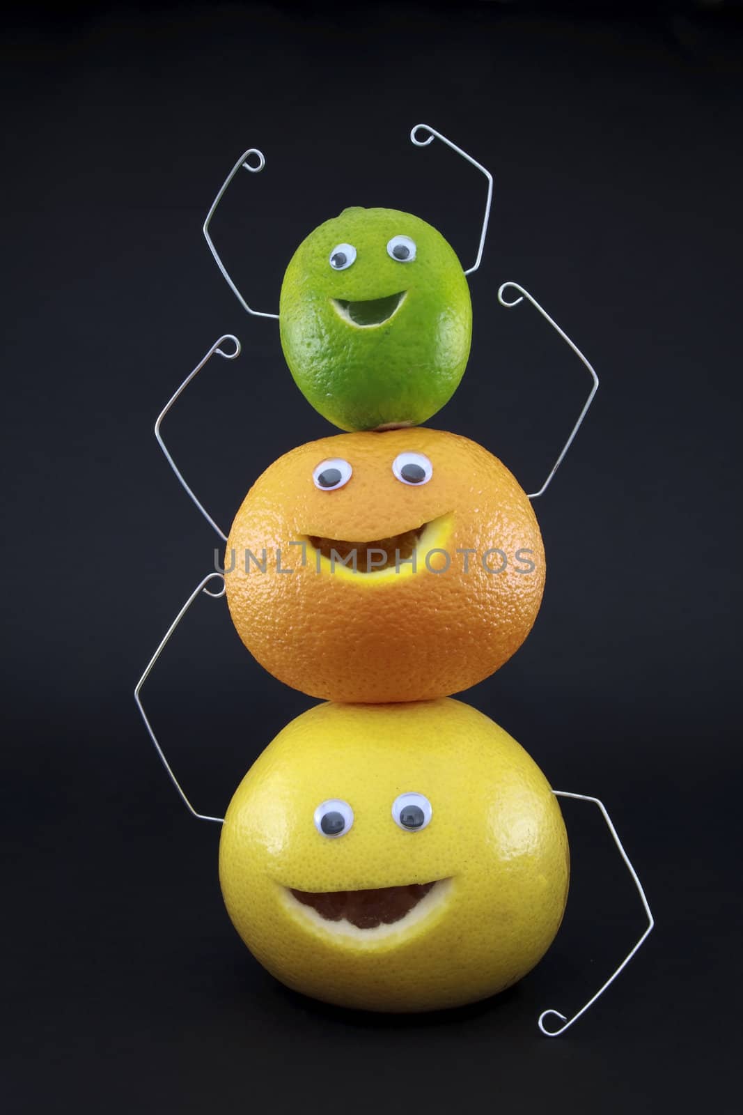 Characters made with three citrus