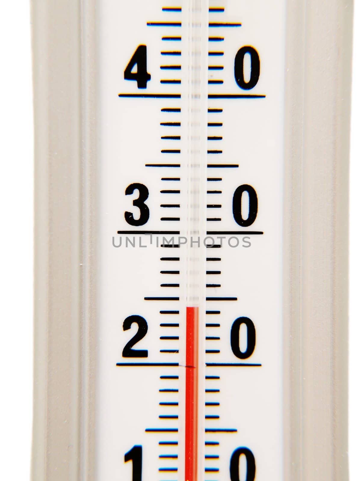 Temperature instrument, celcius degrees, with red alcohol