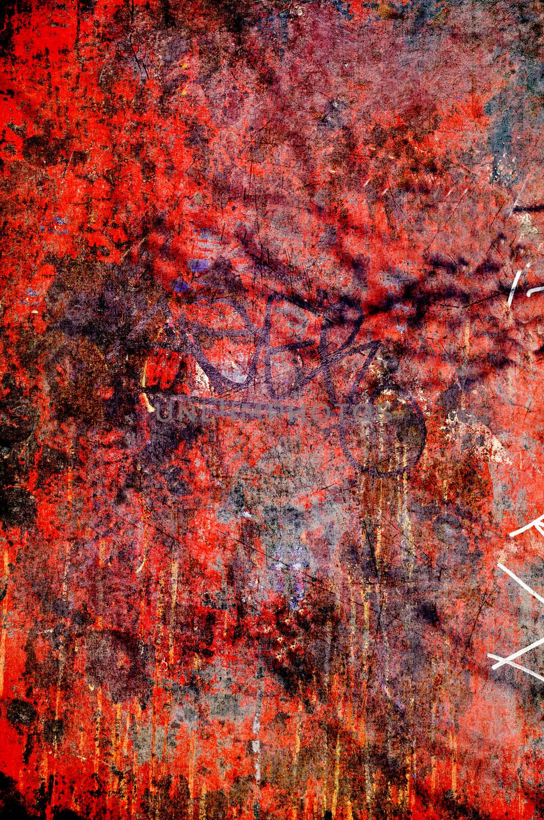 Textured rough graffiti background in red.