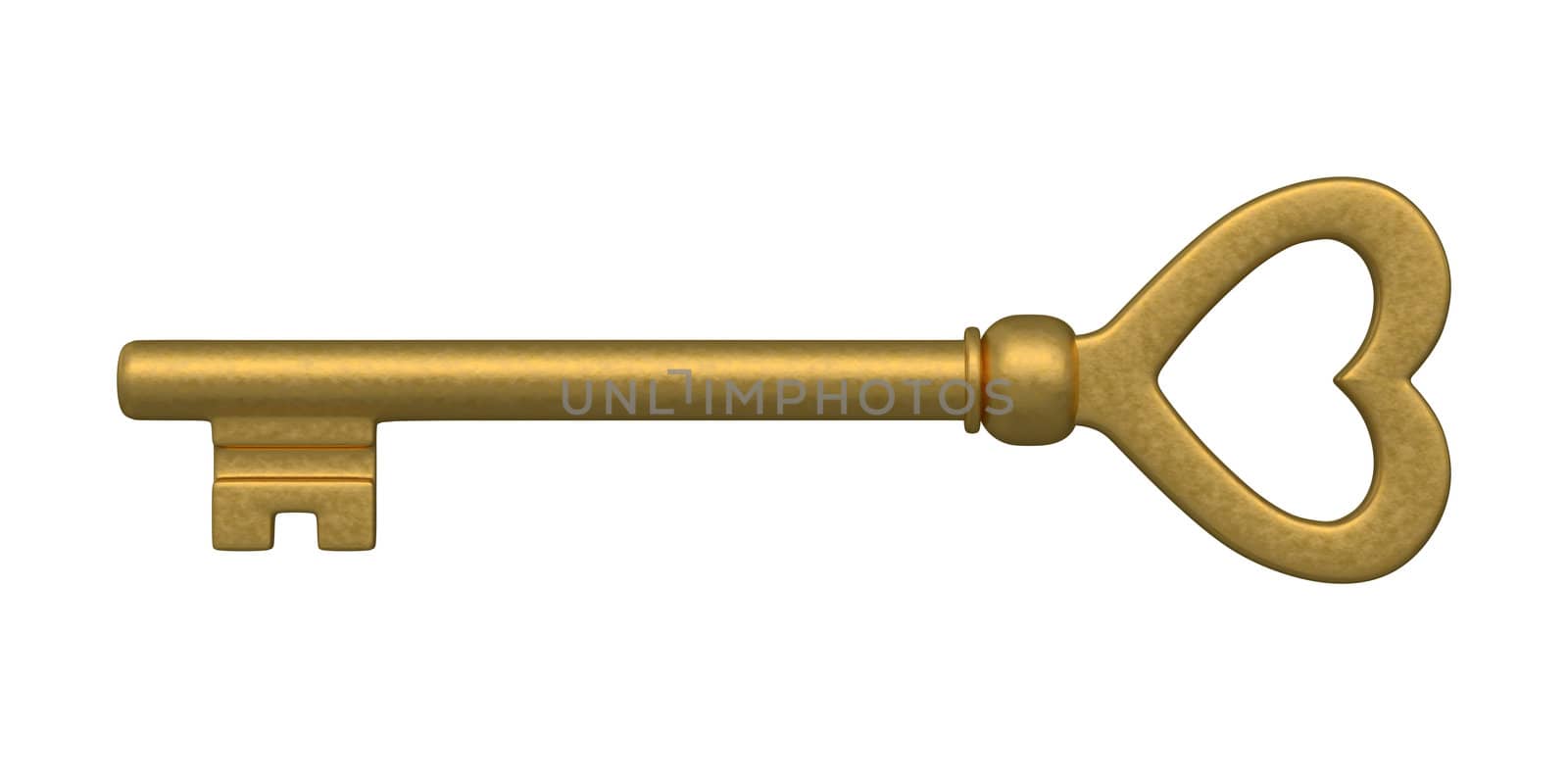 Beautiful golden skeleton key. isolated on white.