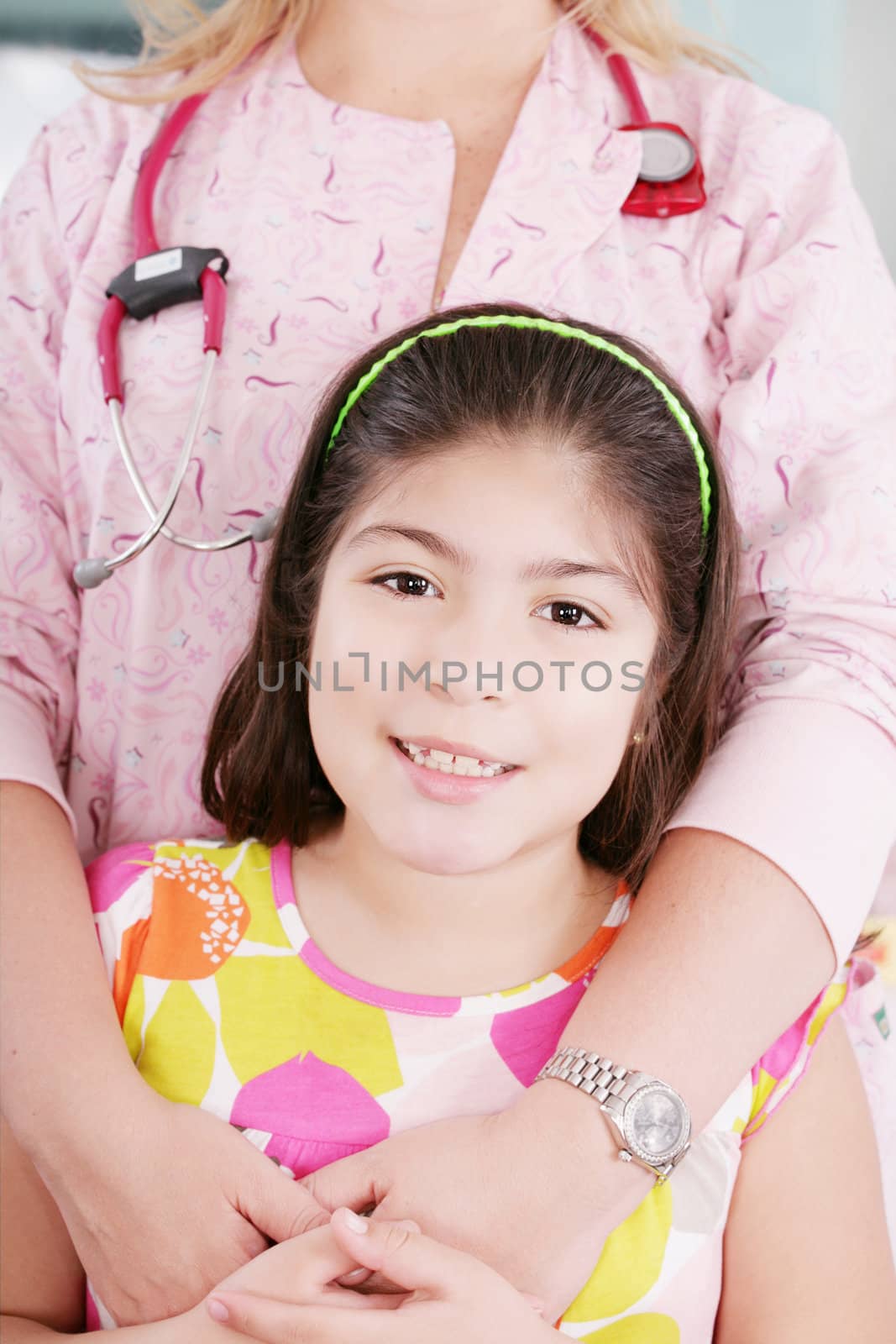 nice doctor with little girl