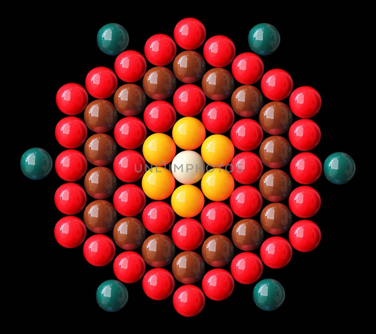 Colorful snooker balls arrange in hexagonal shape  by mnsanthoshkumar