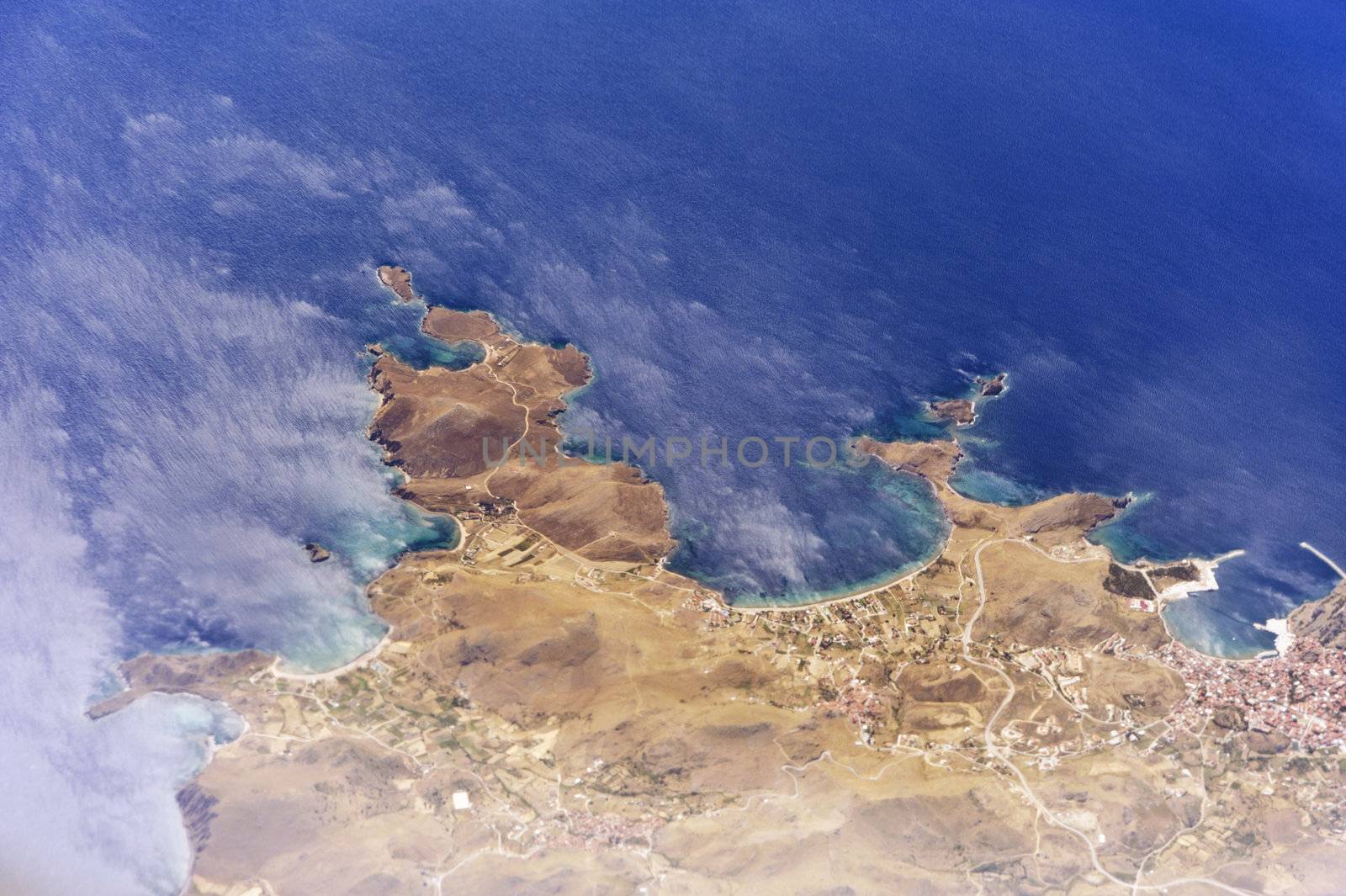 Aerial image of a greek island
