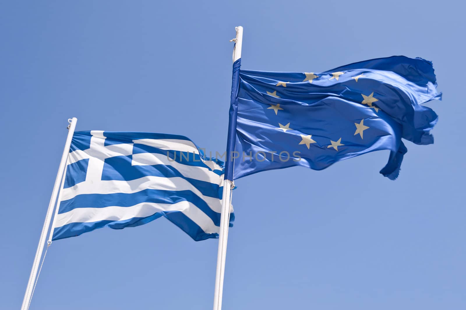 Greek and european flag