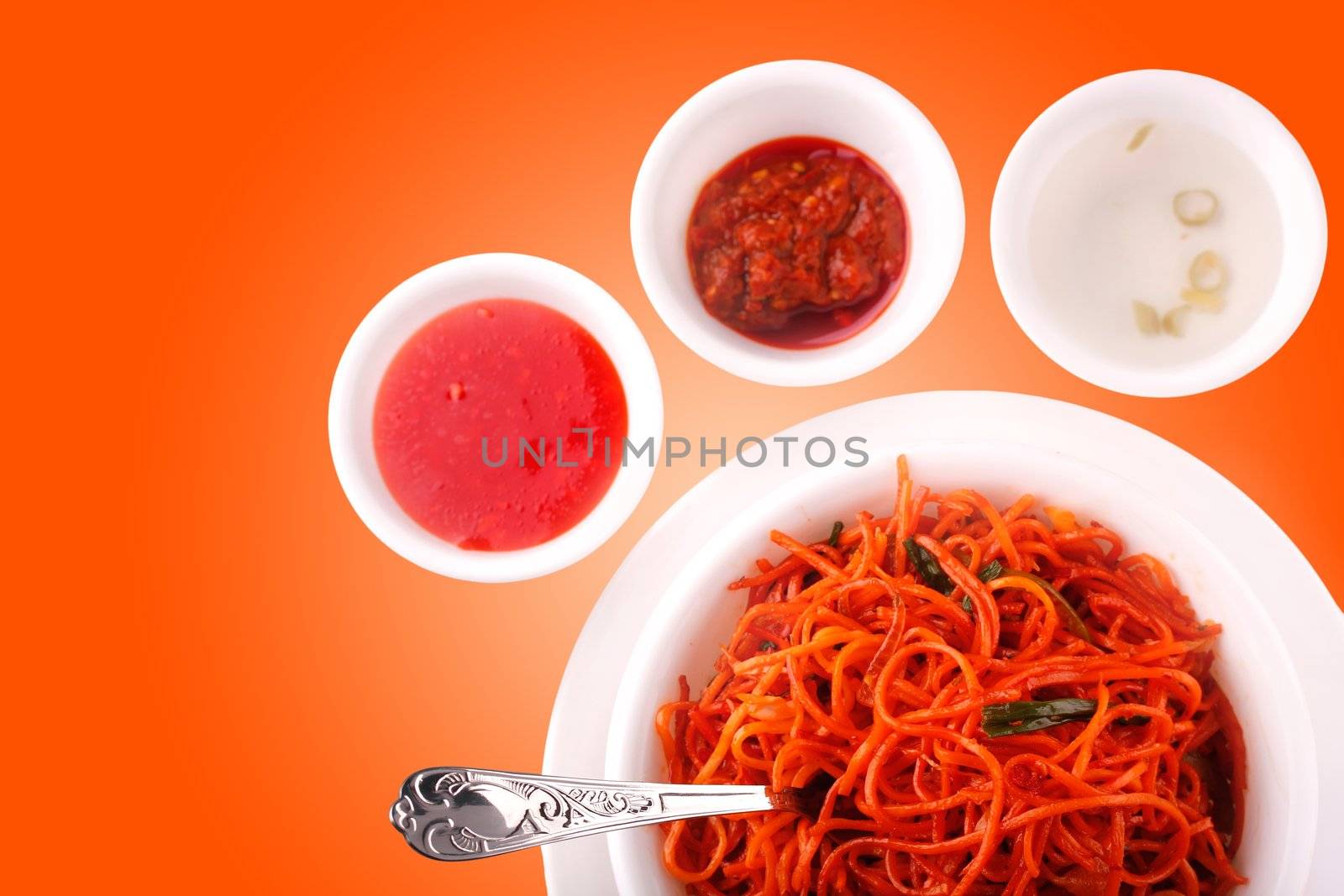 Fried noodles, Chow mein,  Asian cuisine also called schezwan noodles in India. Image with clipping path.