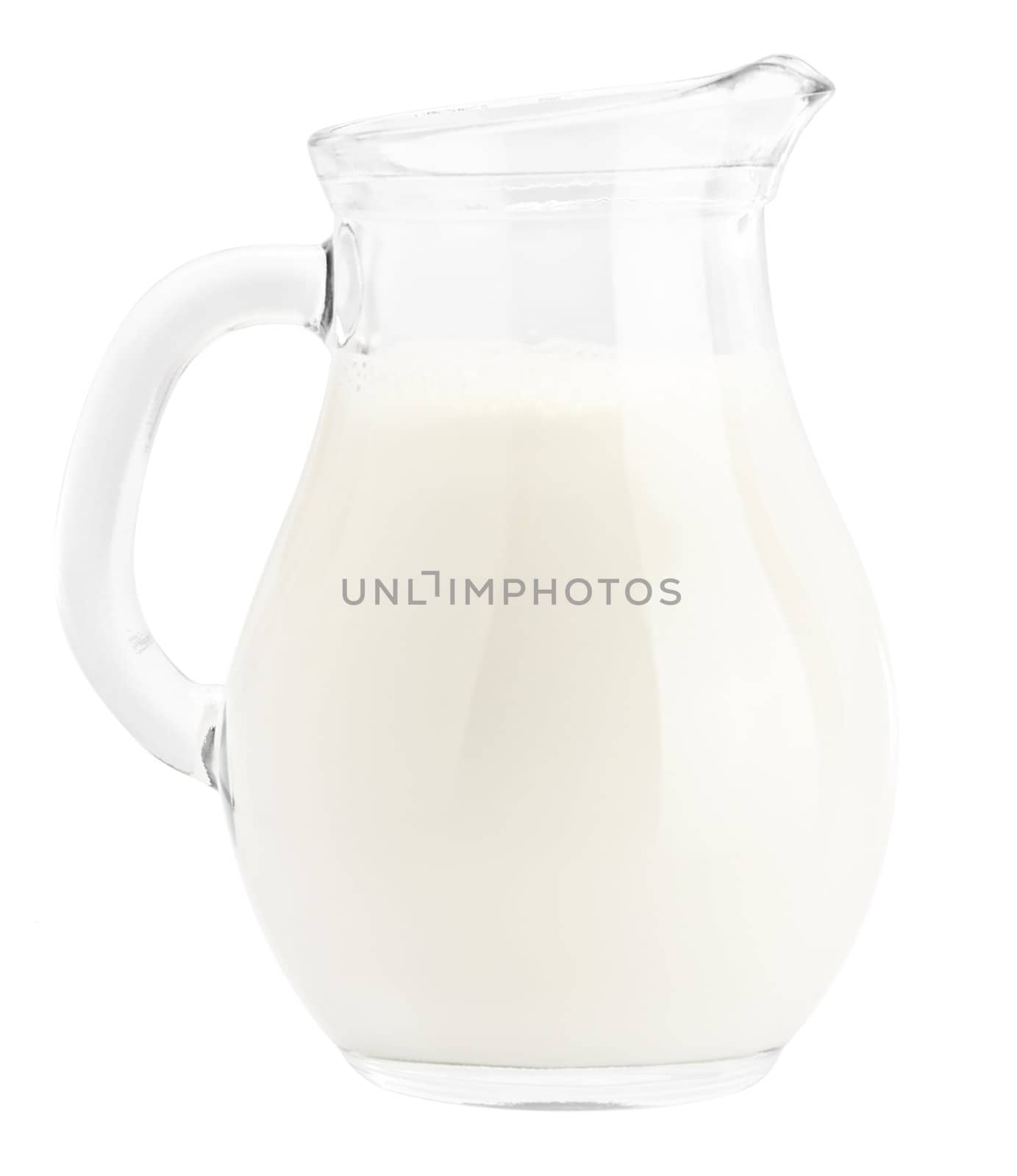 Milk in pitcher isolated