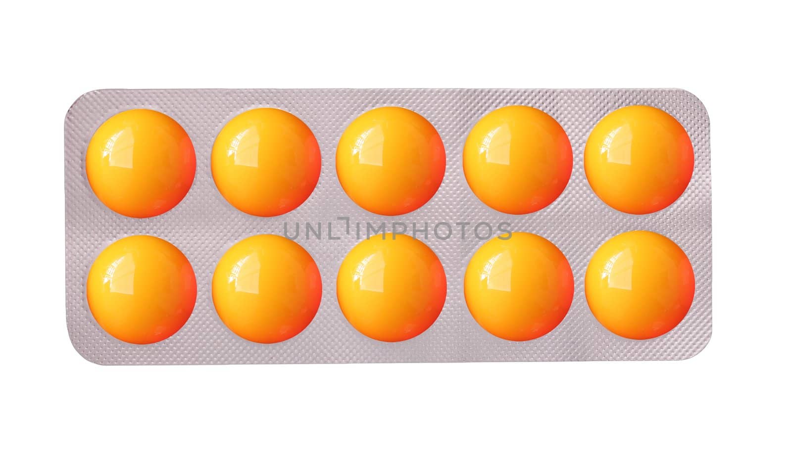 Colorful medicinal tablet strip isolated on white 