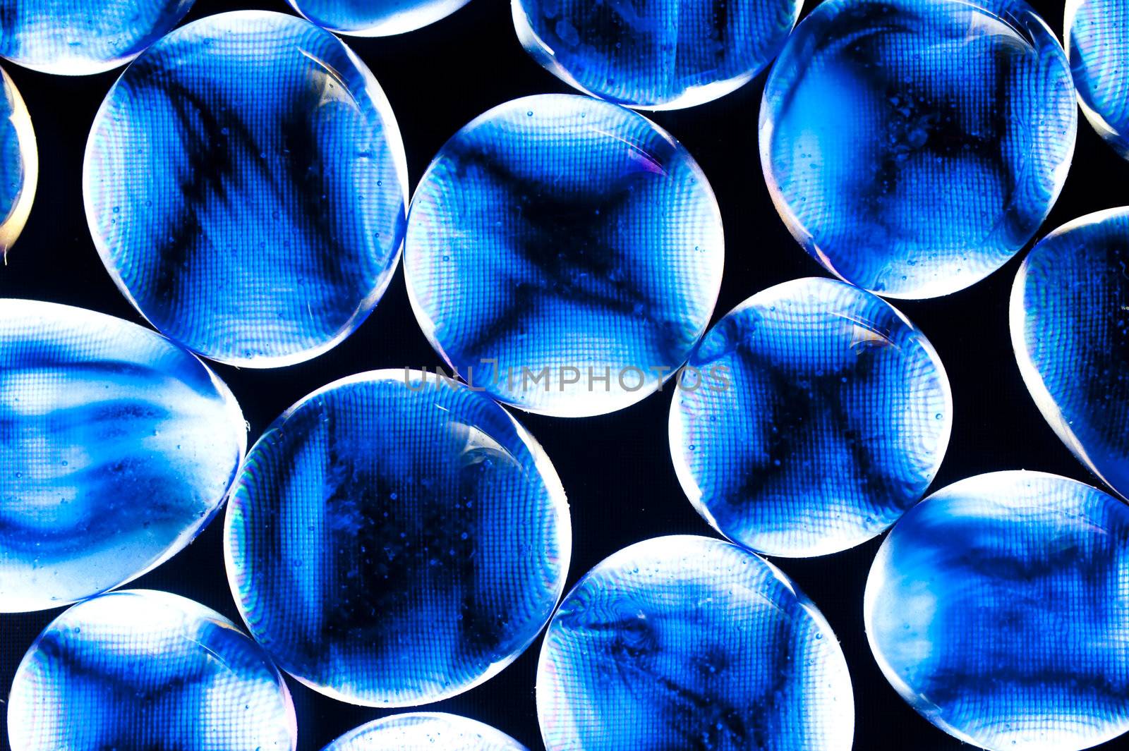 close up of blue glass beads