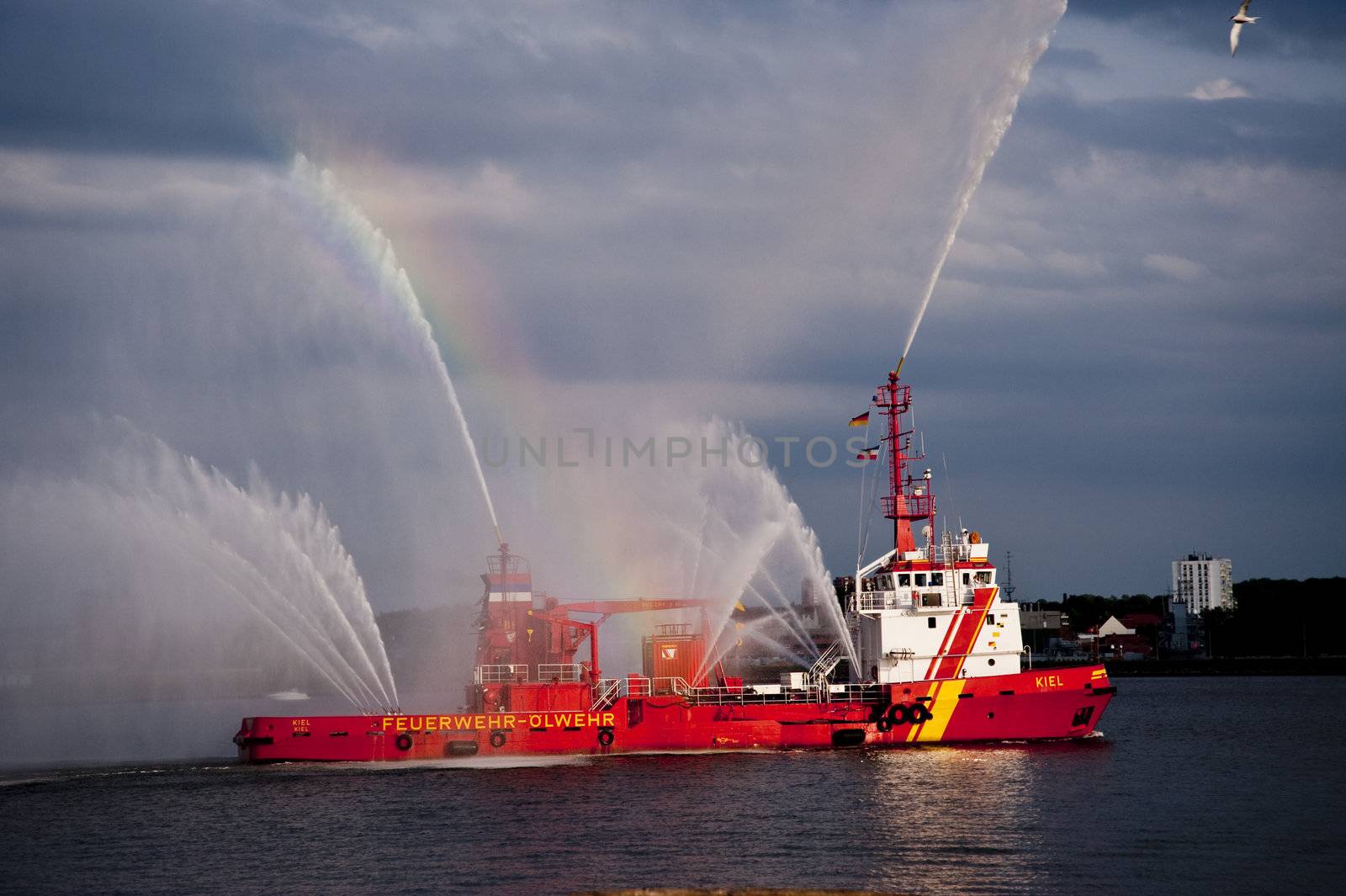 Cruiser in the port of Kiel, Germany