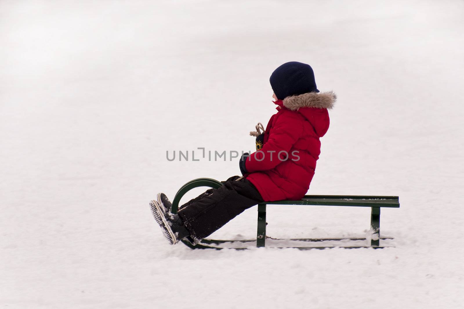 sledding in a snow covered landscape