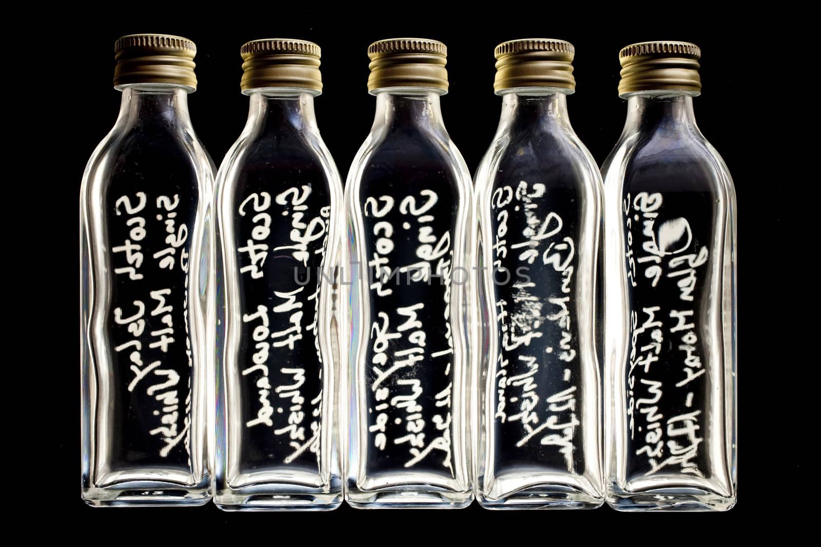 close up of miniature bottles