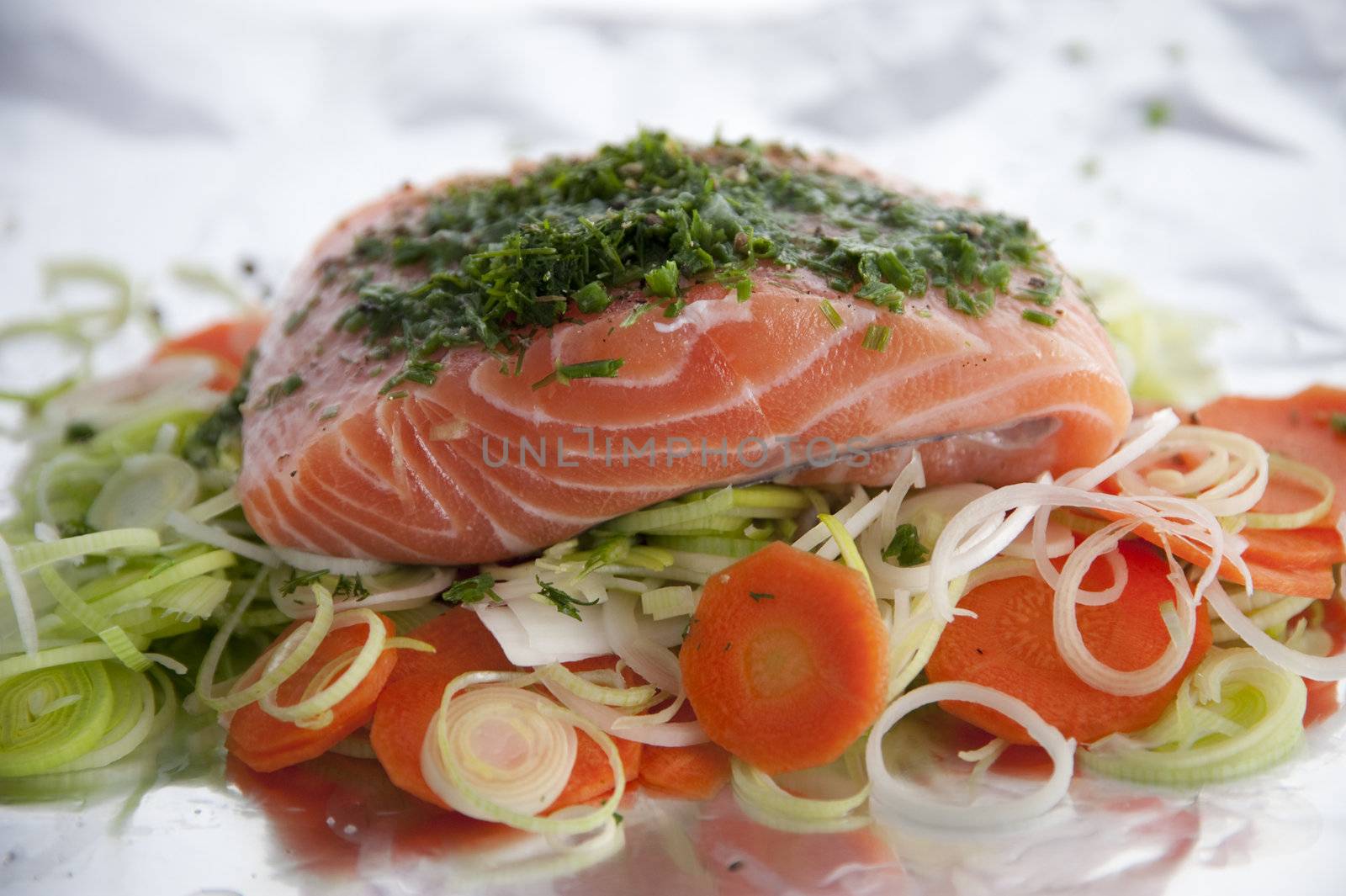 close up of a salmon meal