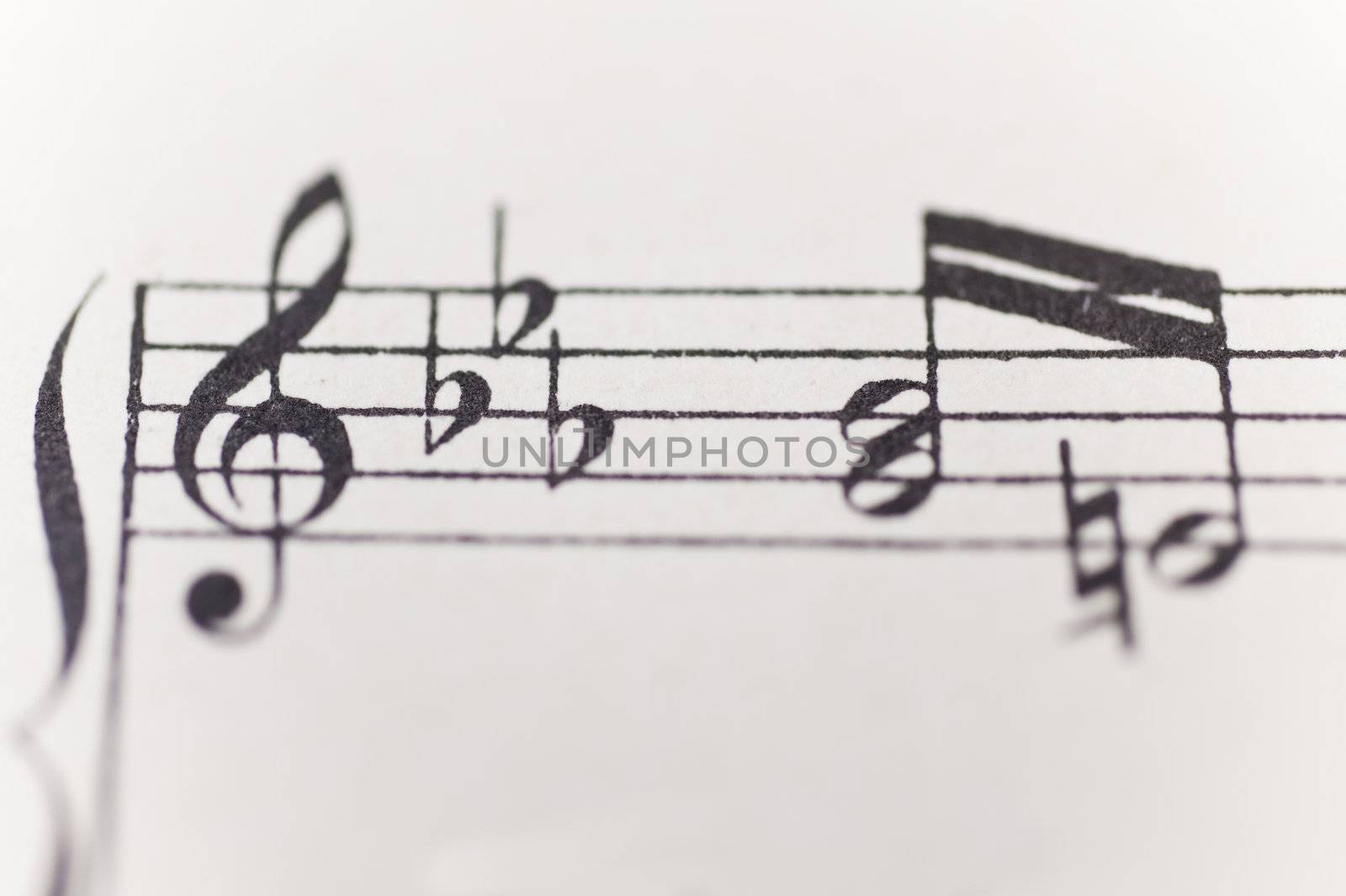 close op of a sheet of music
