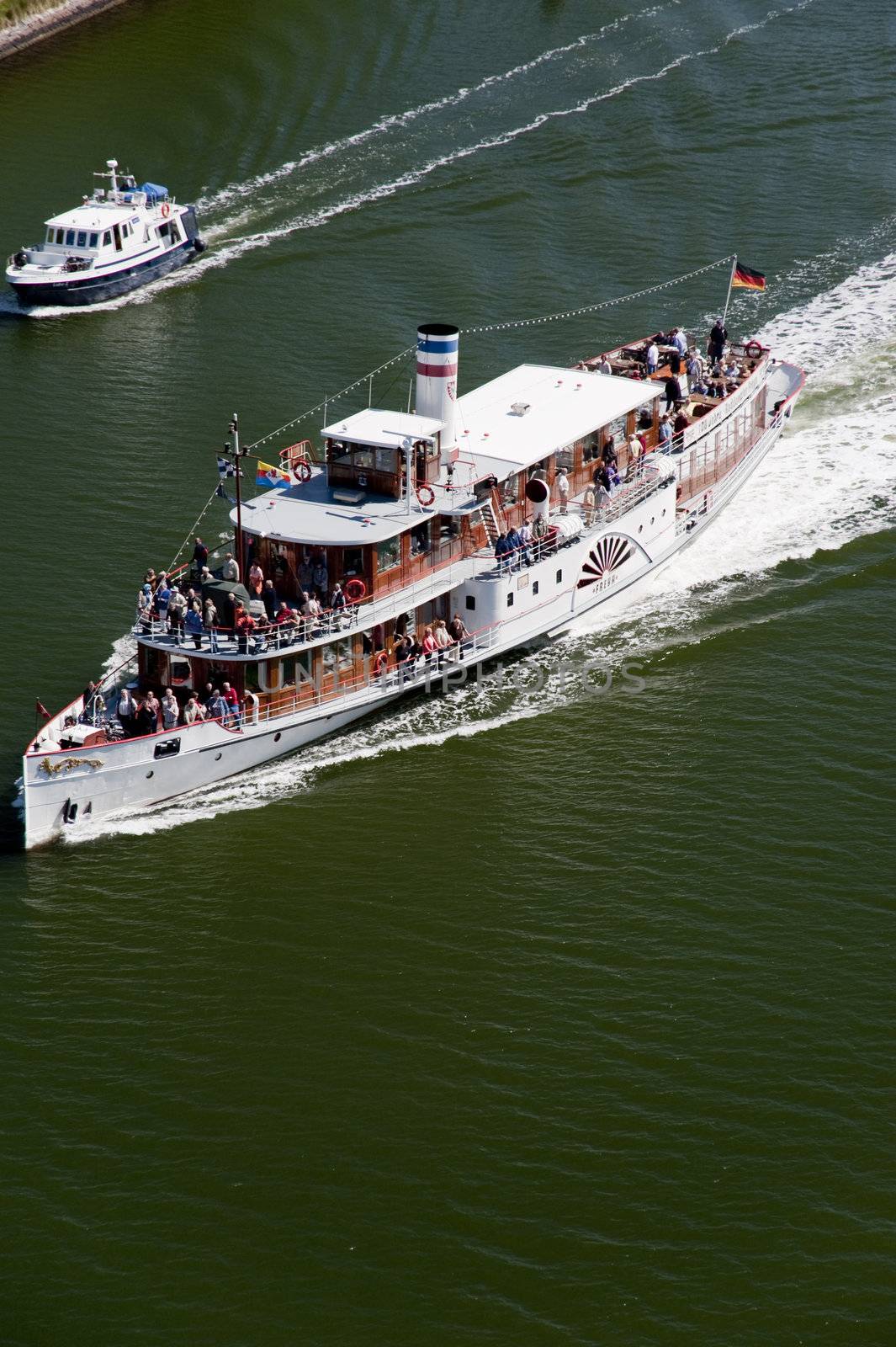 paddle steamer in kiel canal