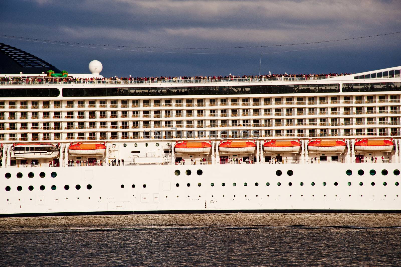 Cruiser in the port of Kiel, Germany