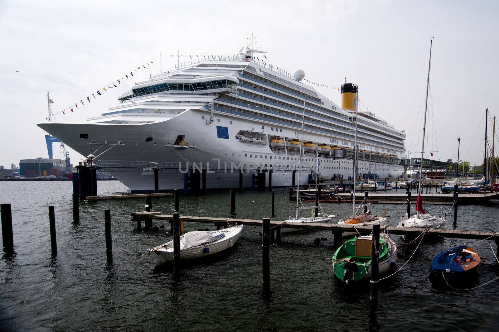 cruiser in port of kiel / germany