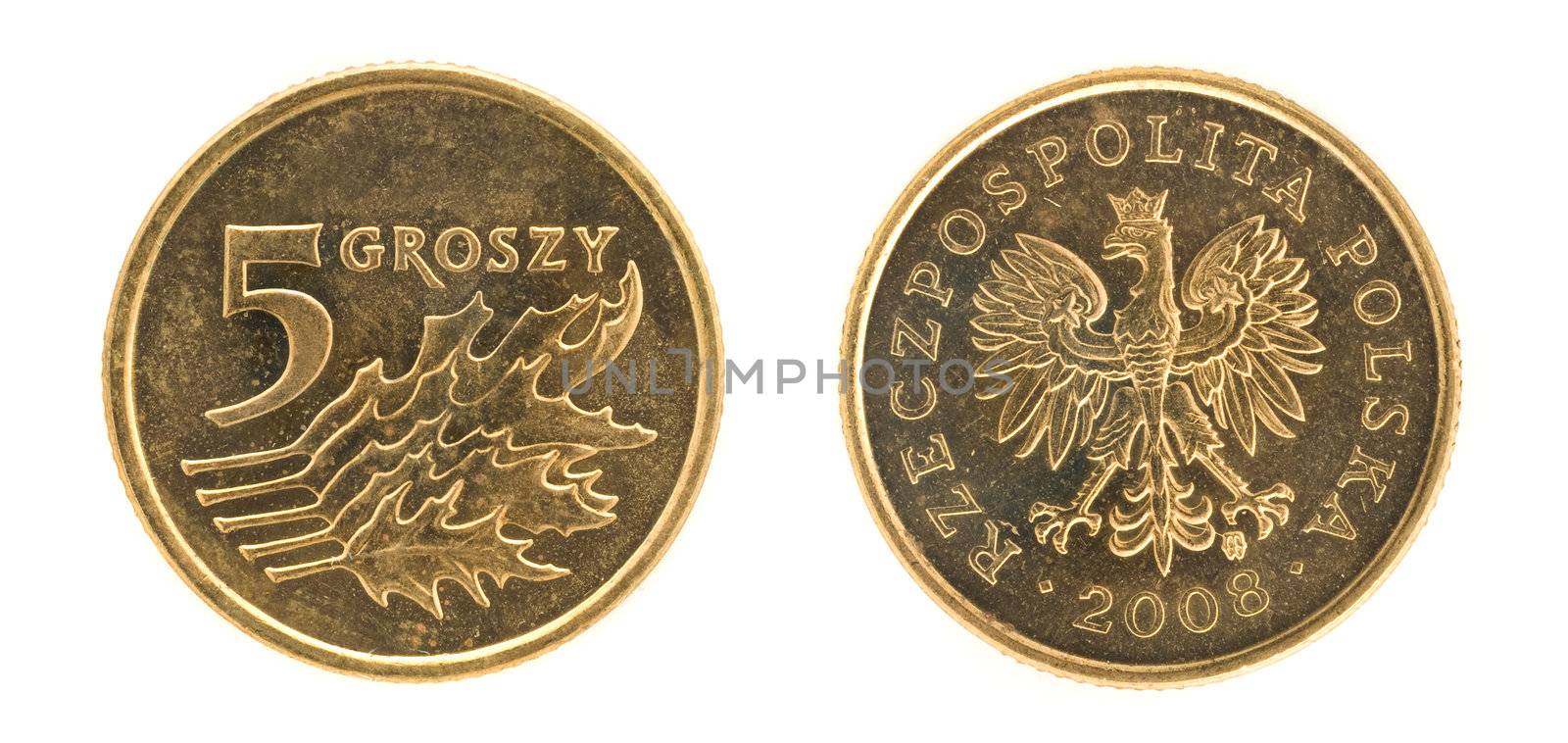 5 groszy - money of Poland. Obverse and reverse