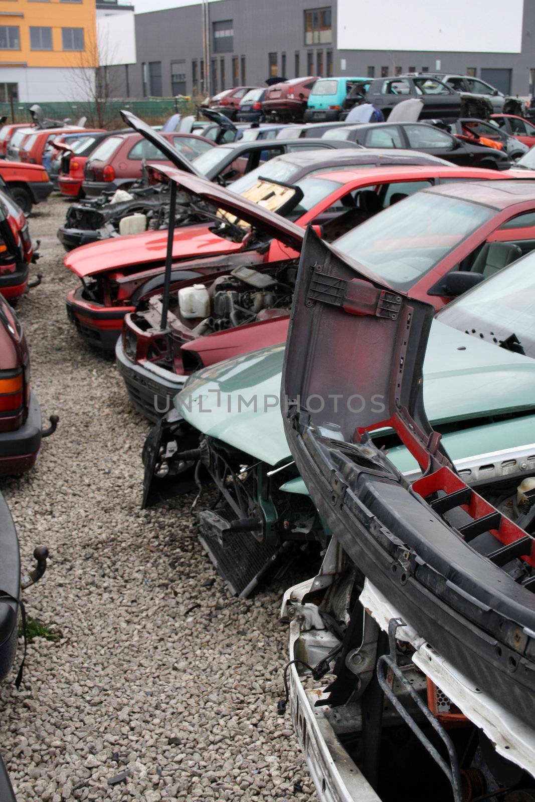 German car scrap yard with by photochecker