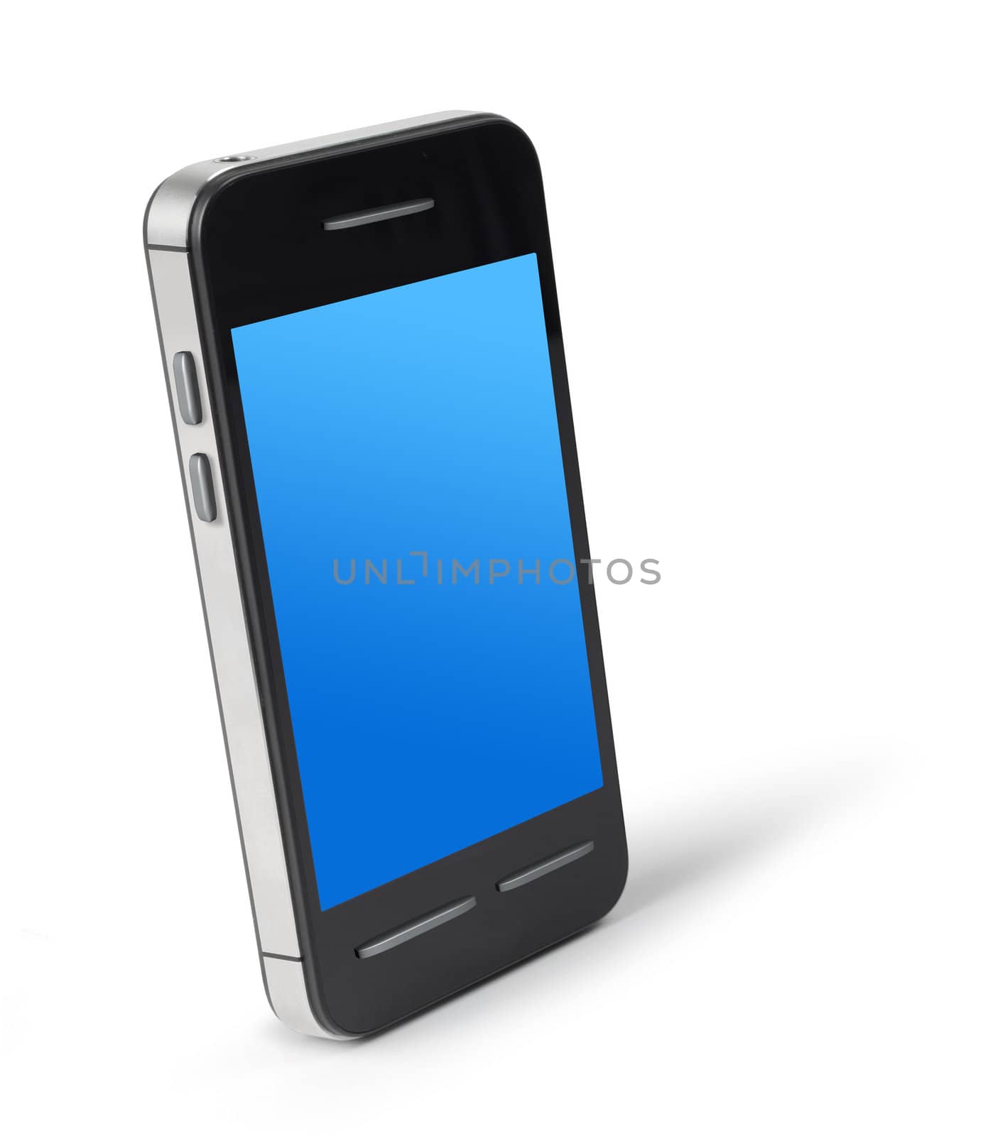 Modern touchscreen smartphone isolated on white background
