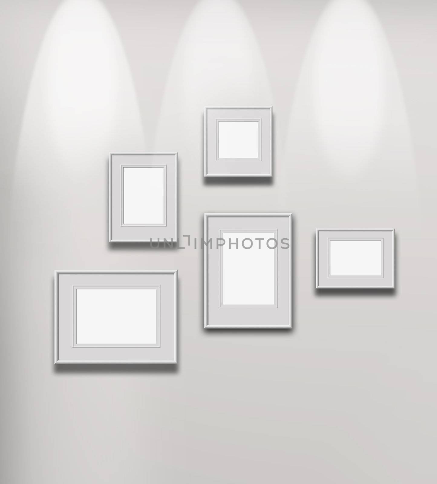 Picture gallery exhibition illuminated space empty frames collection