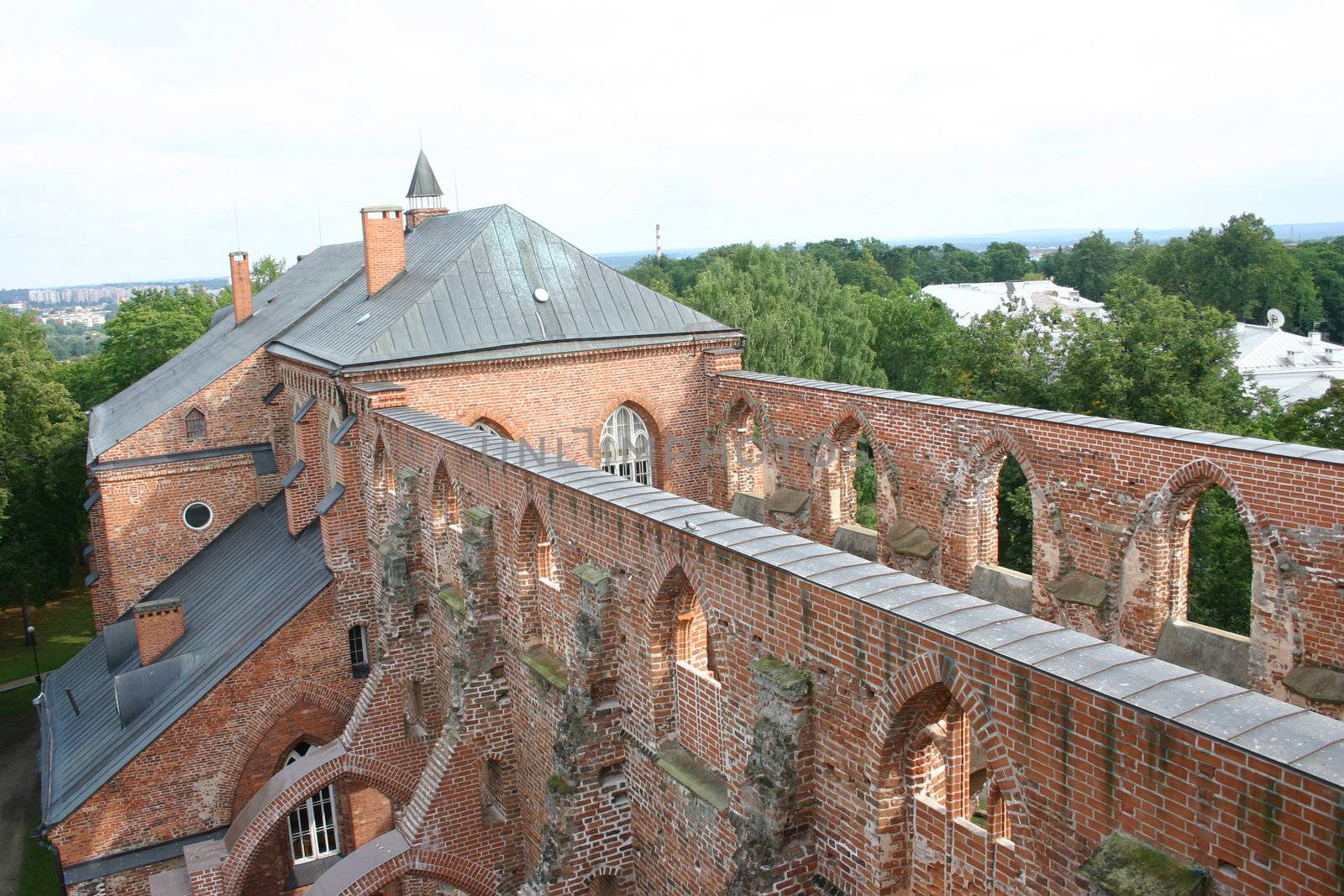 Old City fortress of Tartu, Estonia, kind with top