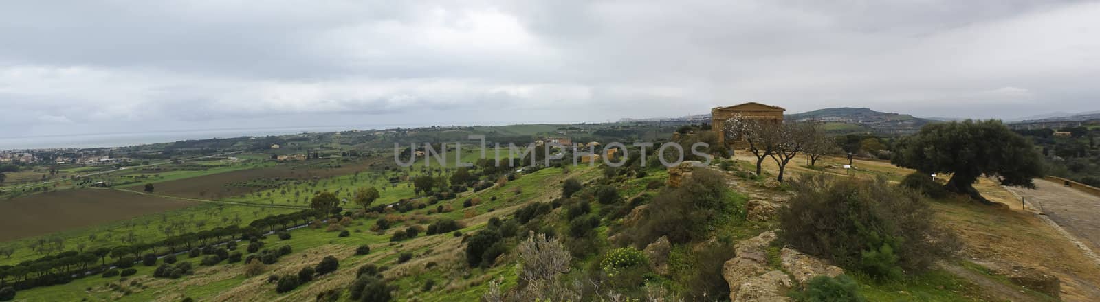 Panoramic picture of greek Temple. Agrigento.Sicily- Italy