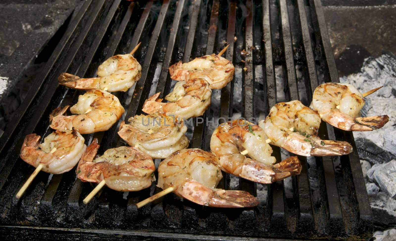 Grilled Shrimp on the grill to cook