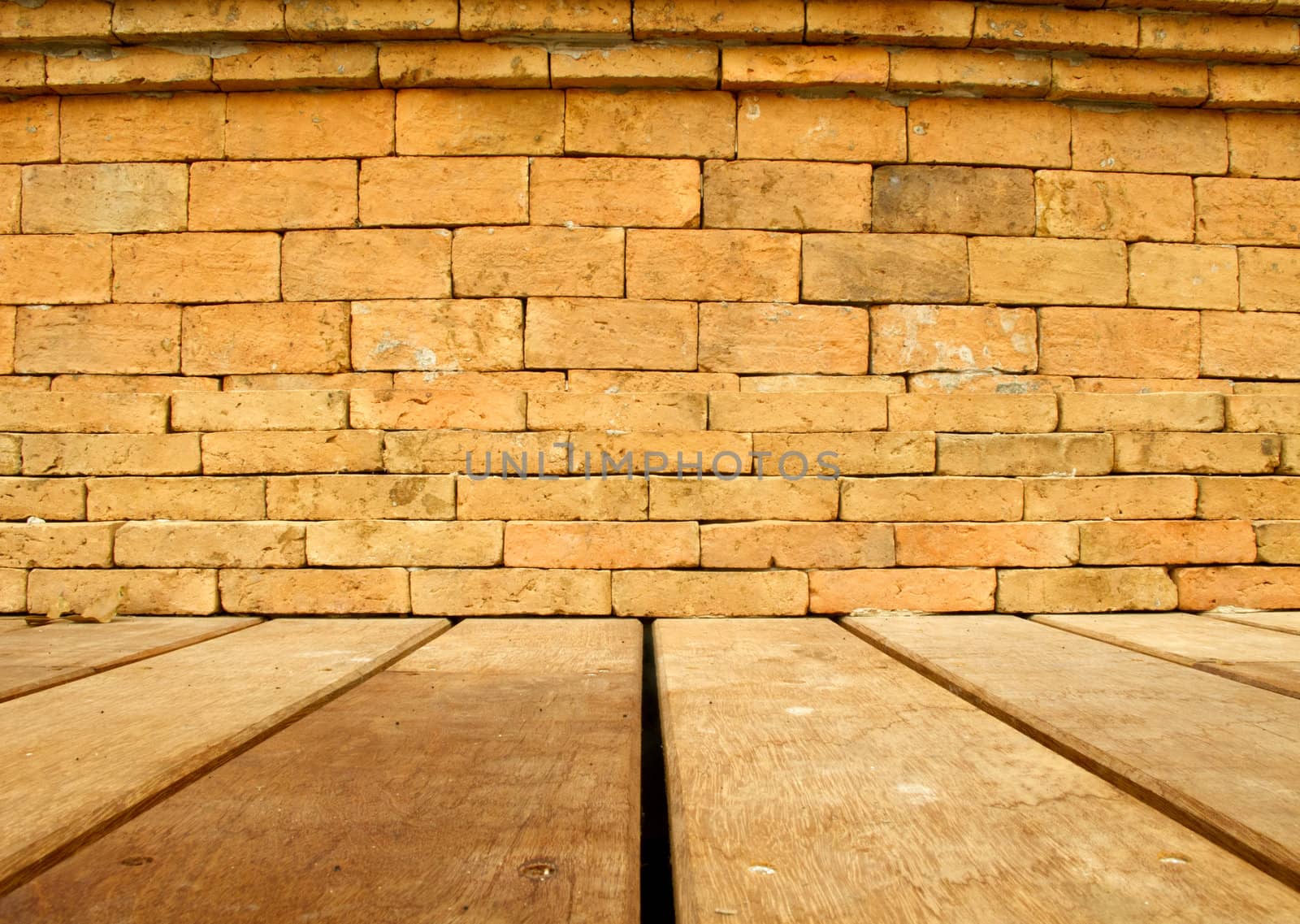 Brick wall and wood floor by iampuay