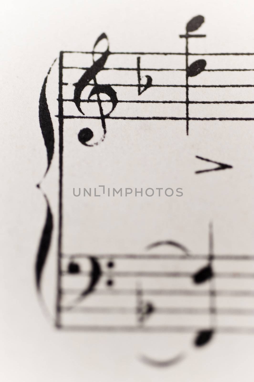 close op of a sheet of music
