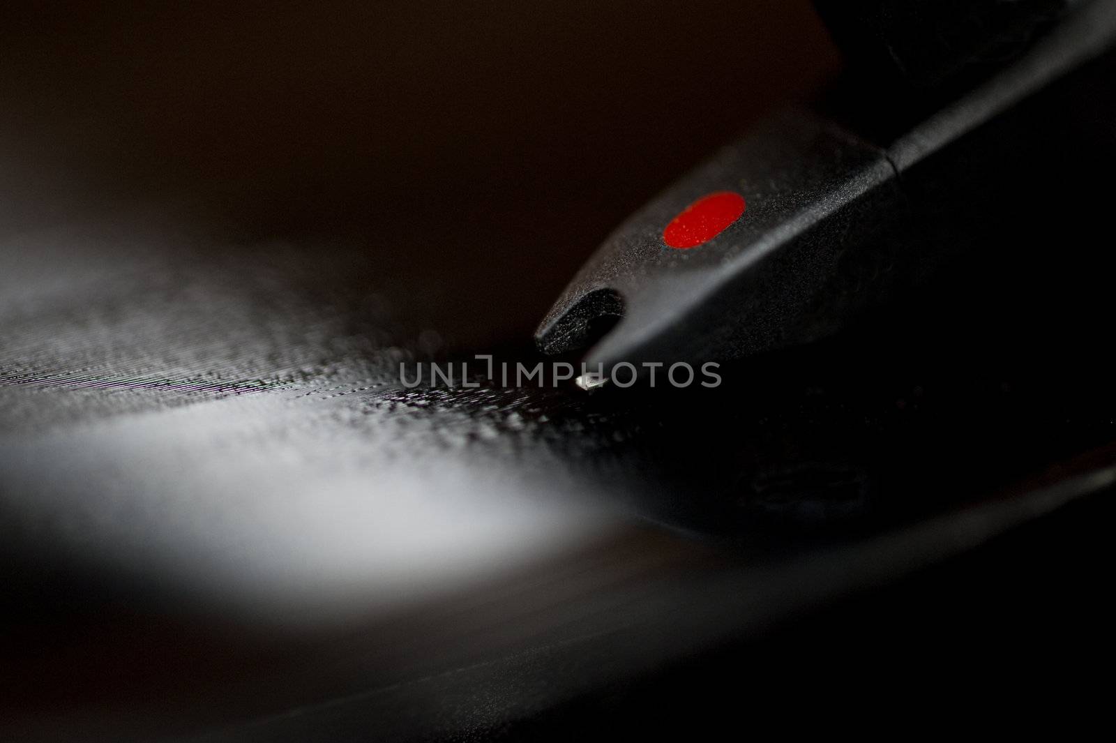 close up of a record player