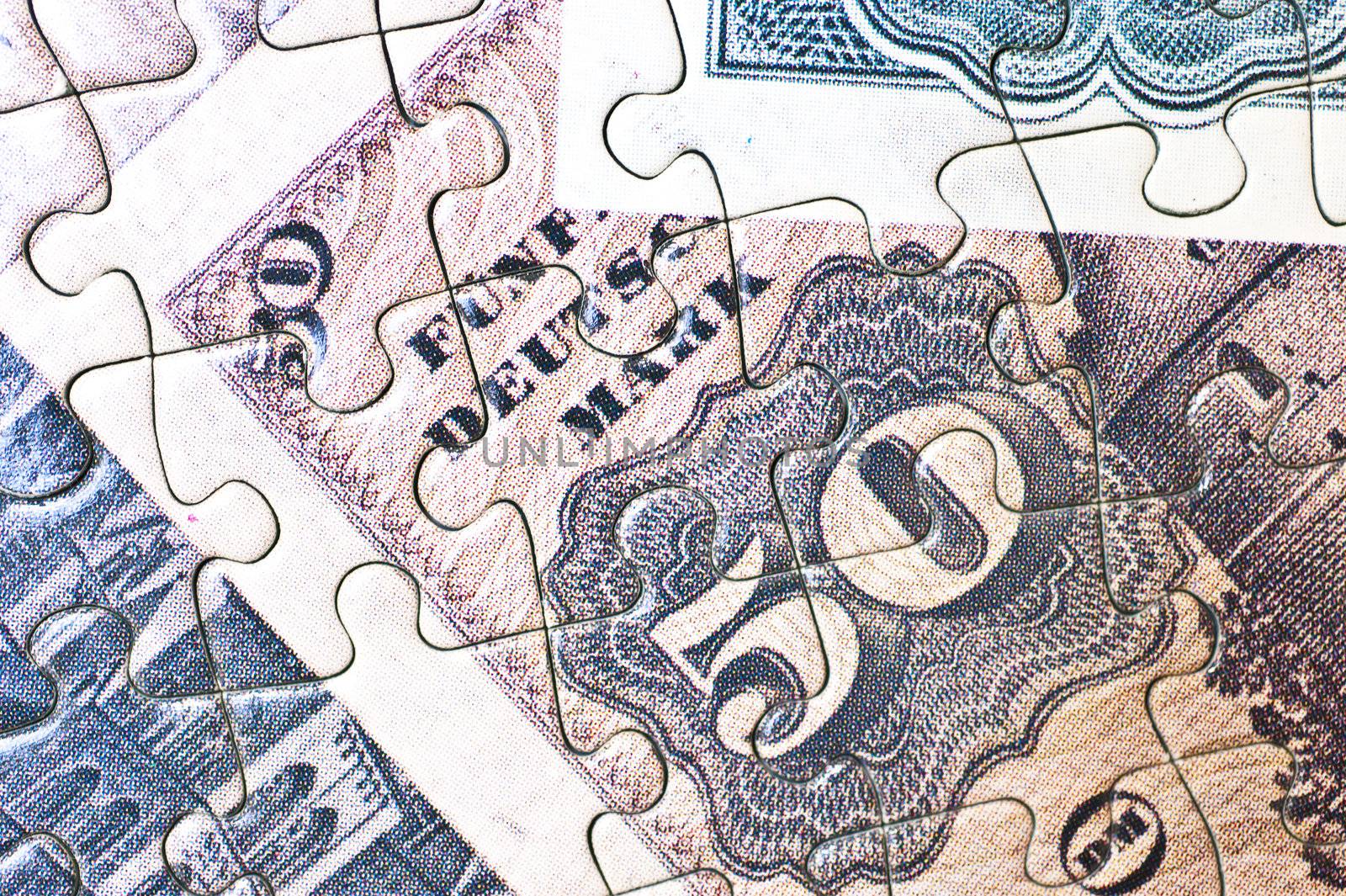 Close up of a money puzzle