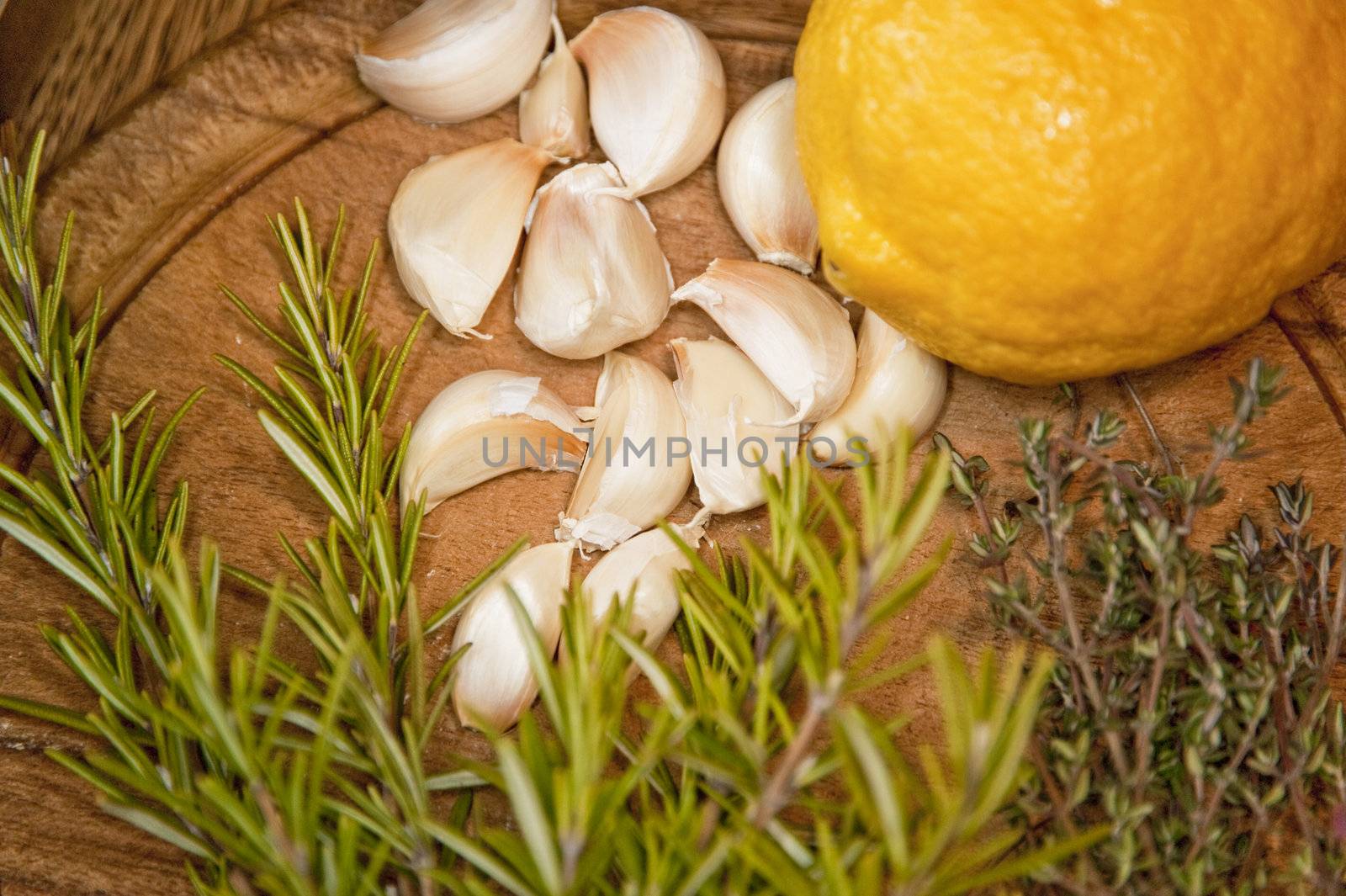 close up of garlic and citron