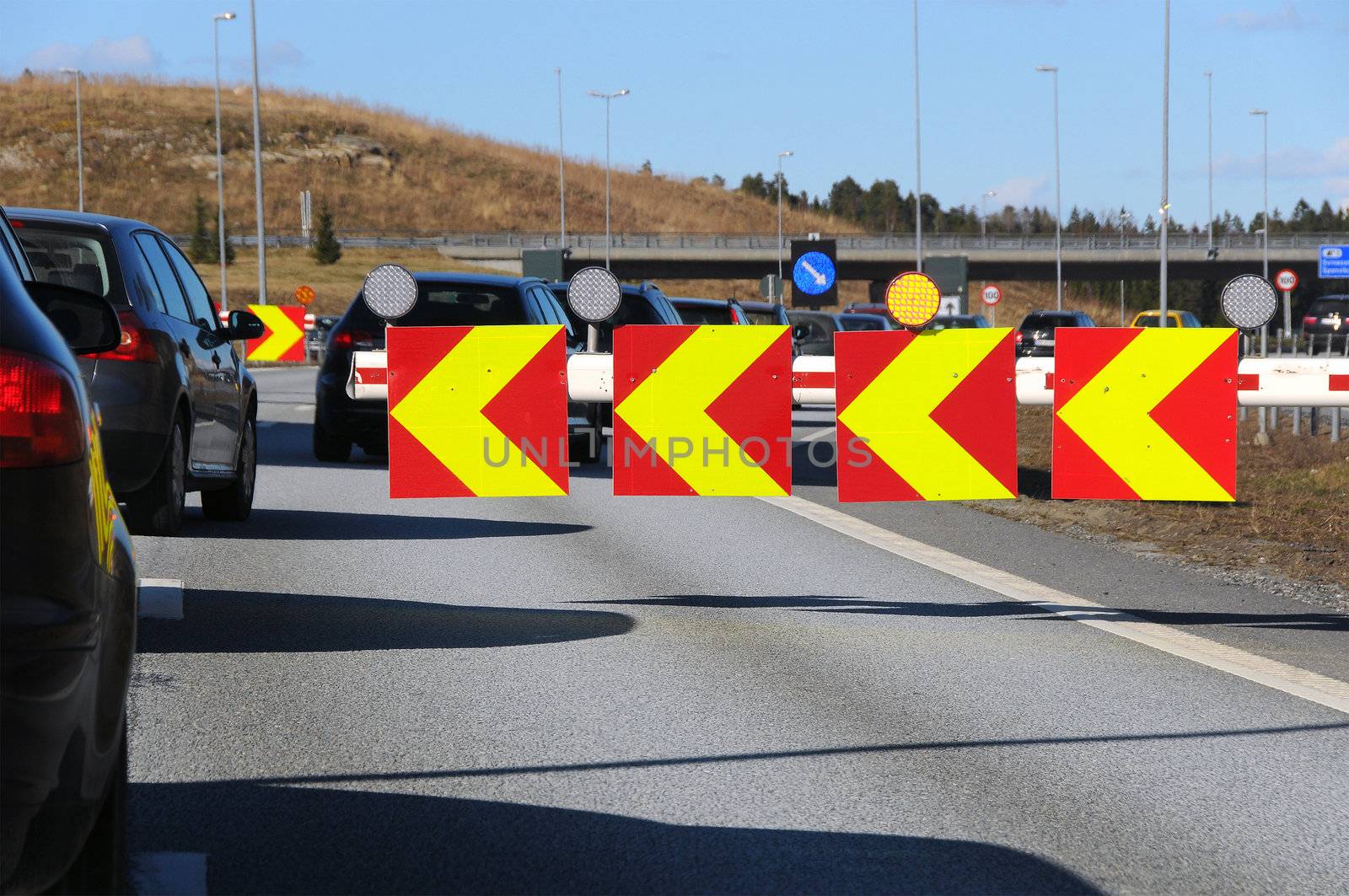 Customs control - E-6 - Svinesund, the Norwegian side. 
Nervous drivers are waiting to be checked.