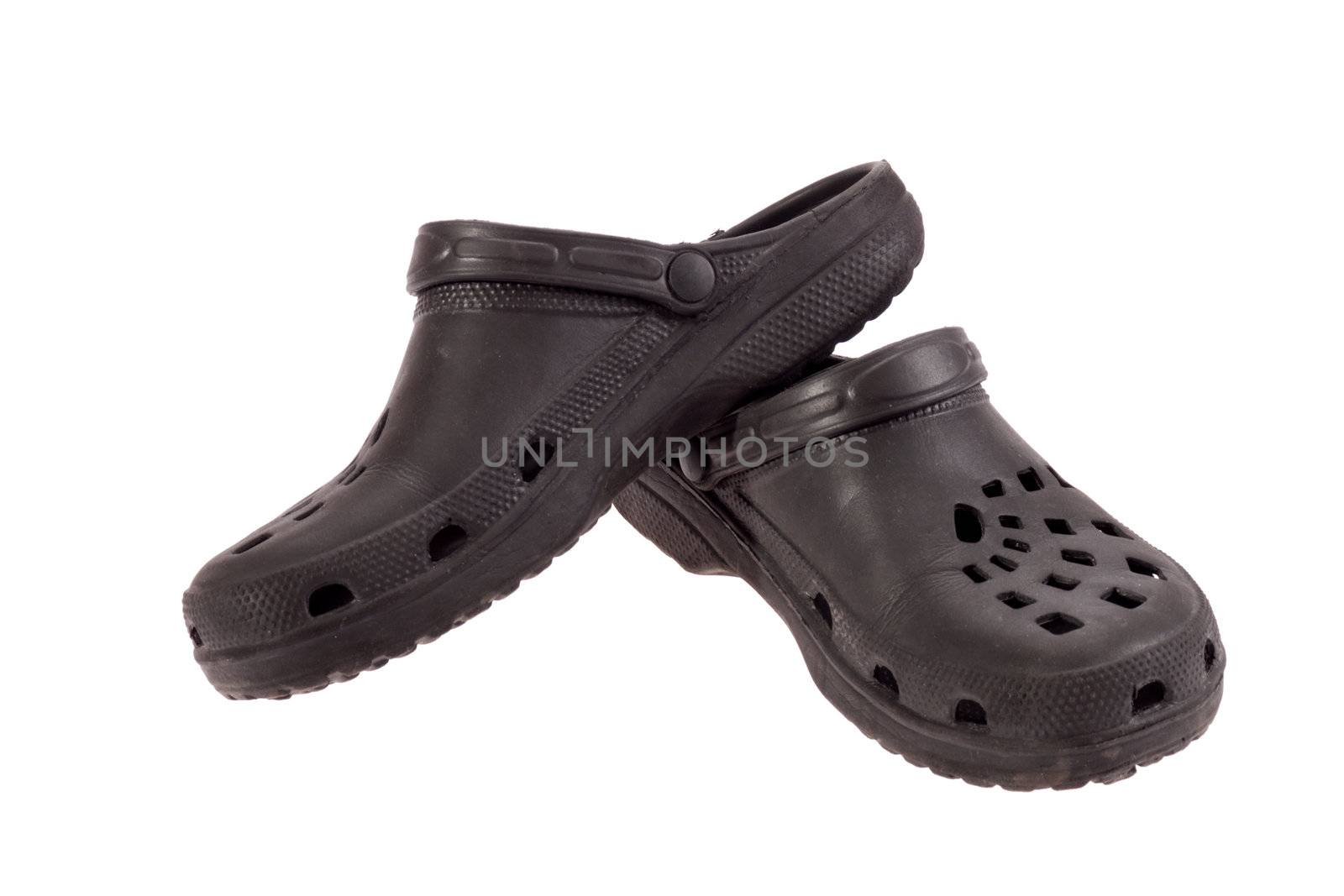 Rubber sandals, photo on the white background