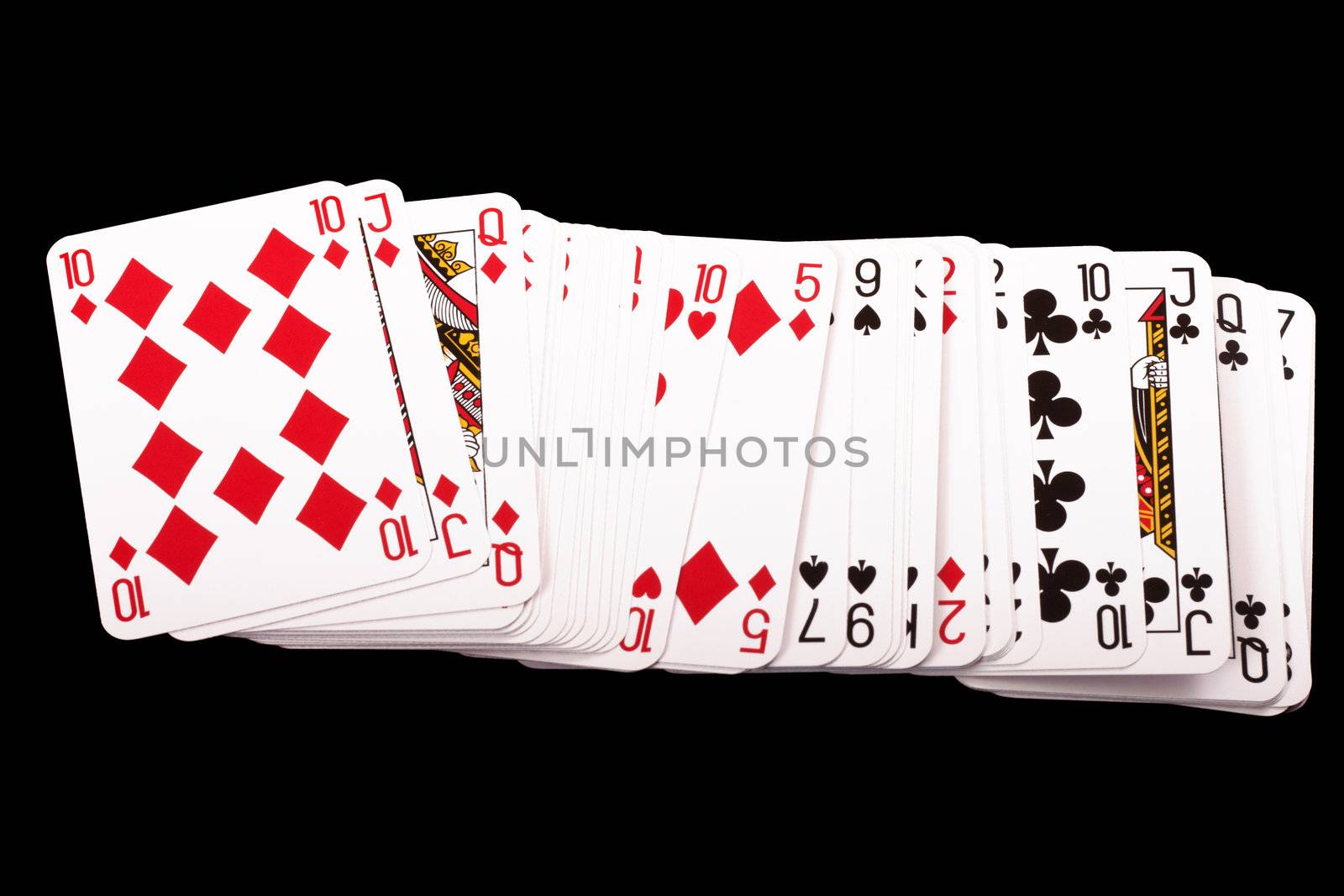 close up of playing cards poker game on black background 