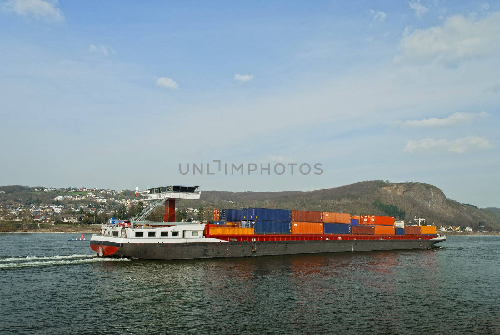 Cargo ship transporting large containers